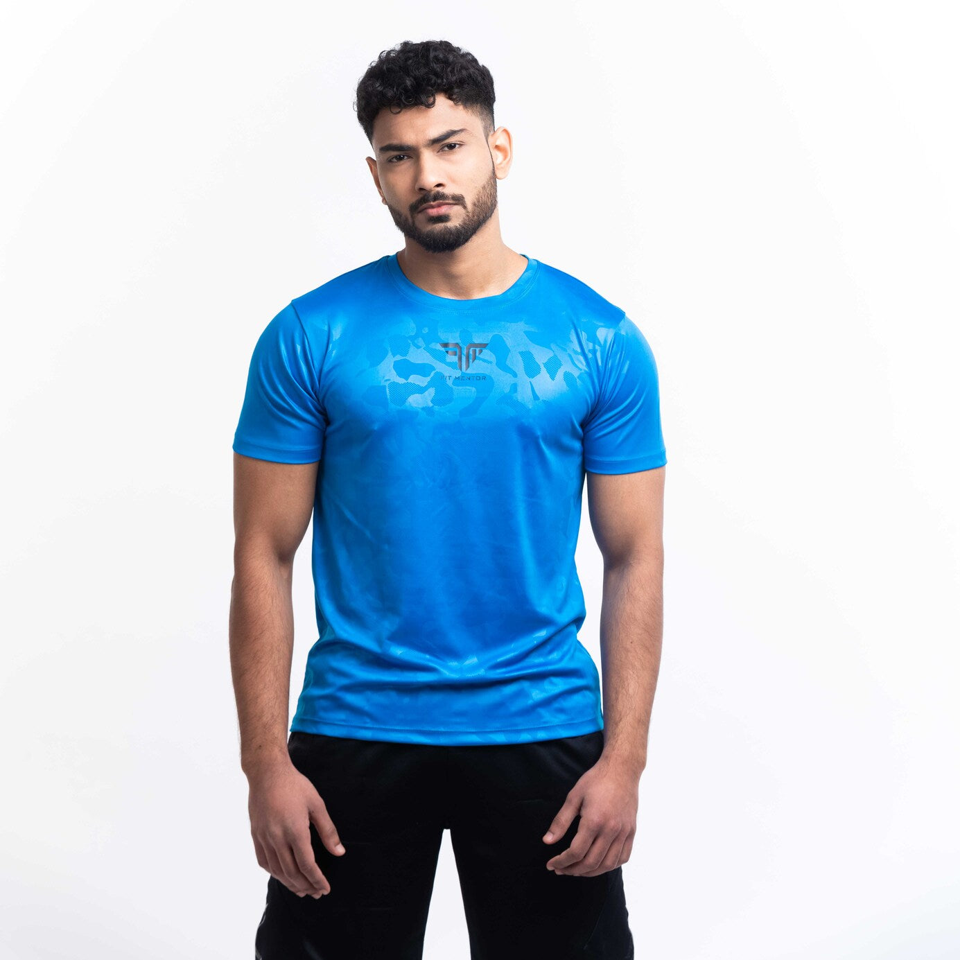 Men's Camou Polyester Tee - Blue/Black (Pack of Two)