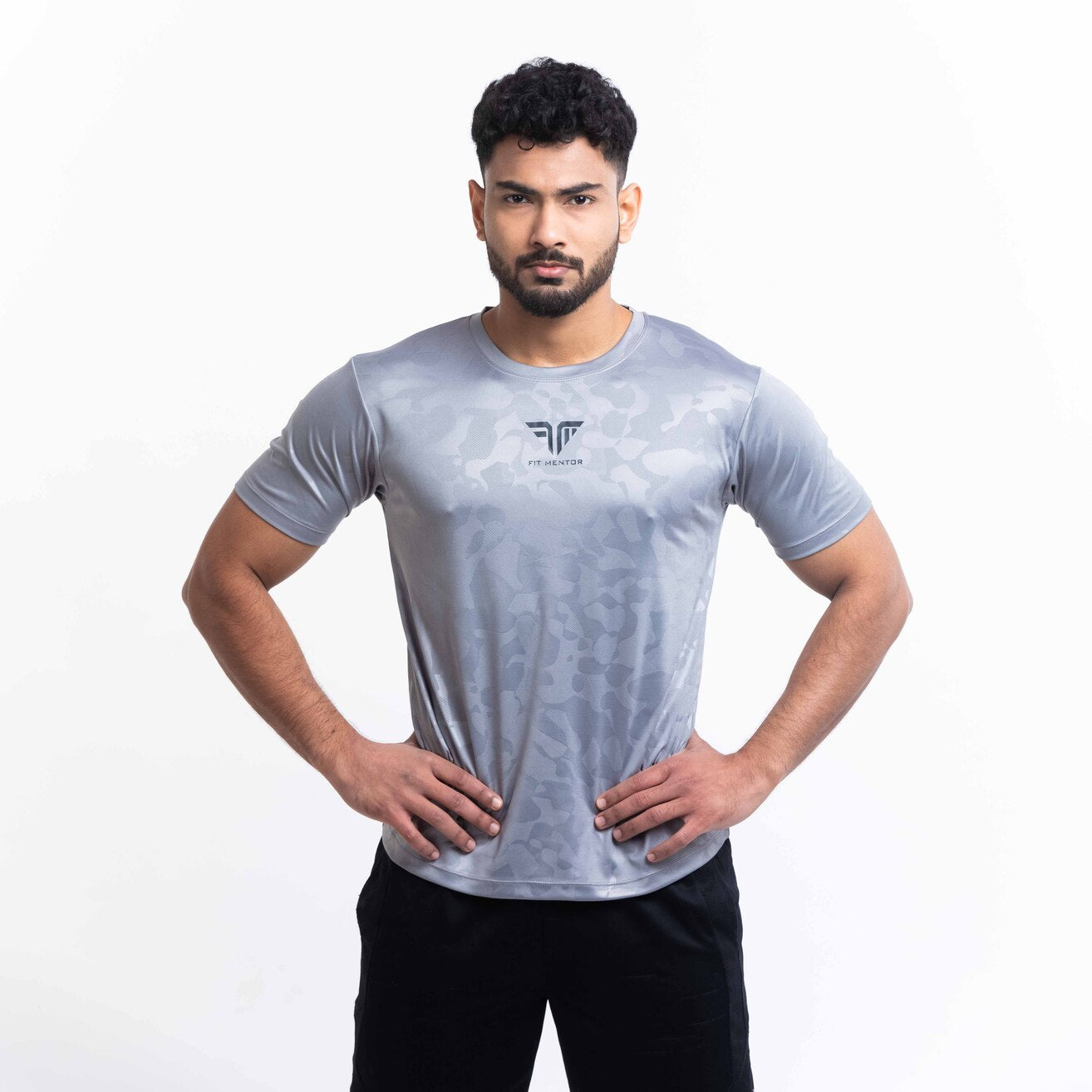 Men's Camou Polyester Tee - Blue/Grey (Pack of Two)
