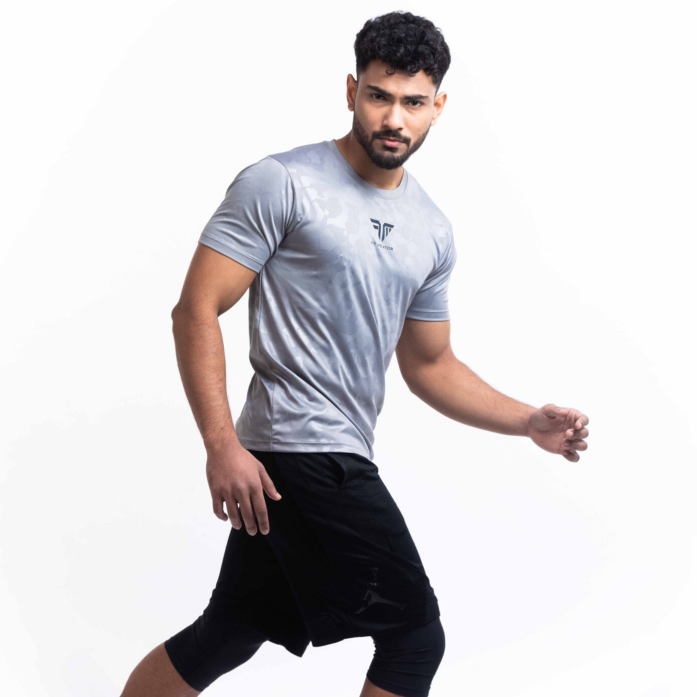 Men's Camou Polyester Tee - Black/Grey (Pack of Two)