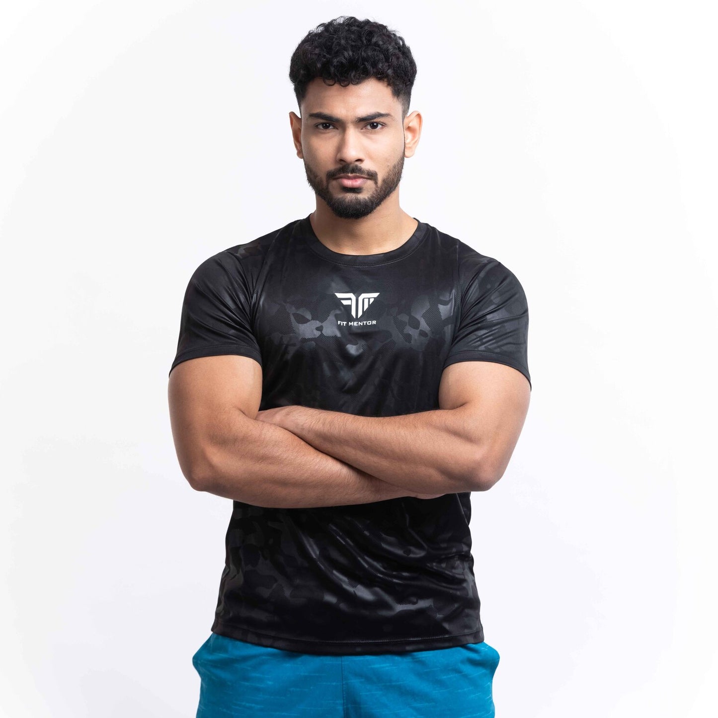 Men's Camou Polyester Tee - Black/Grey (Pack of Two)