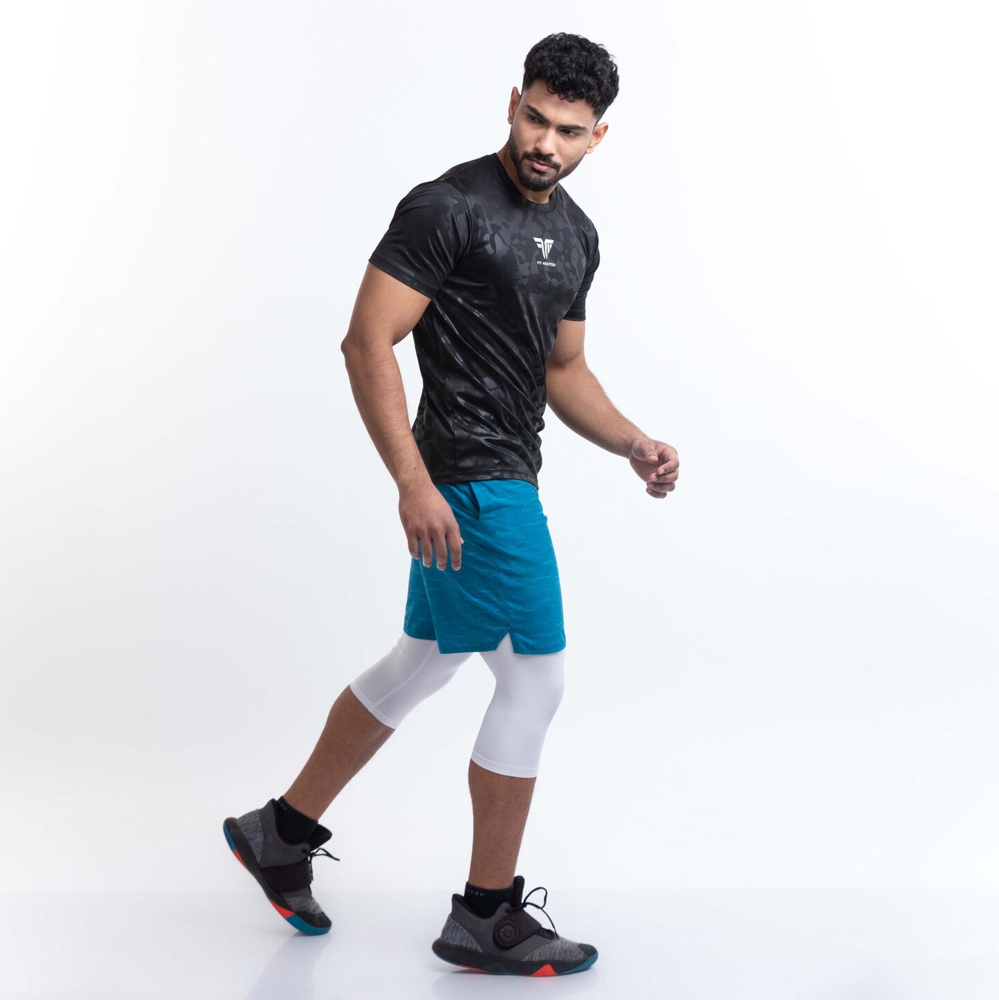 Men's Camou Polyester Tee - Blue/Black (Pack of Two)