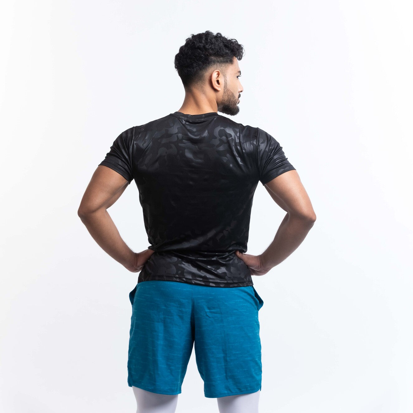 Men's Camou Polyester Tee - Black/Grey (Pack of Two)