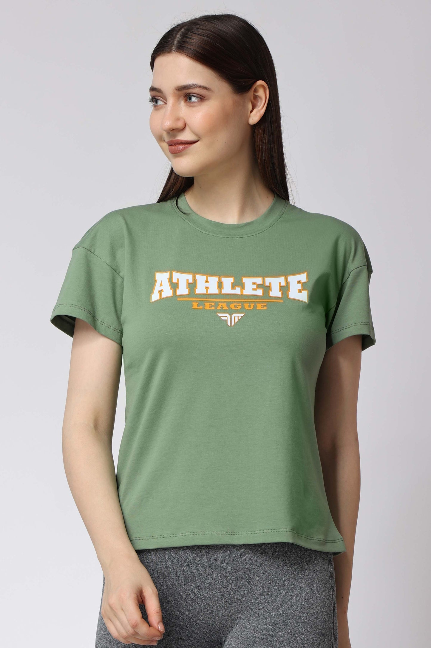 Women's Cotton Lycra Tee - Olive
