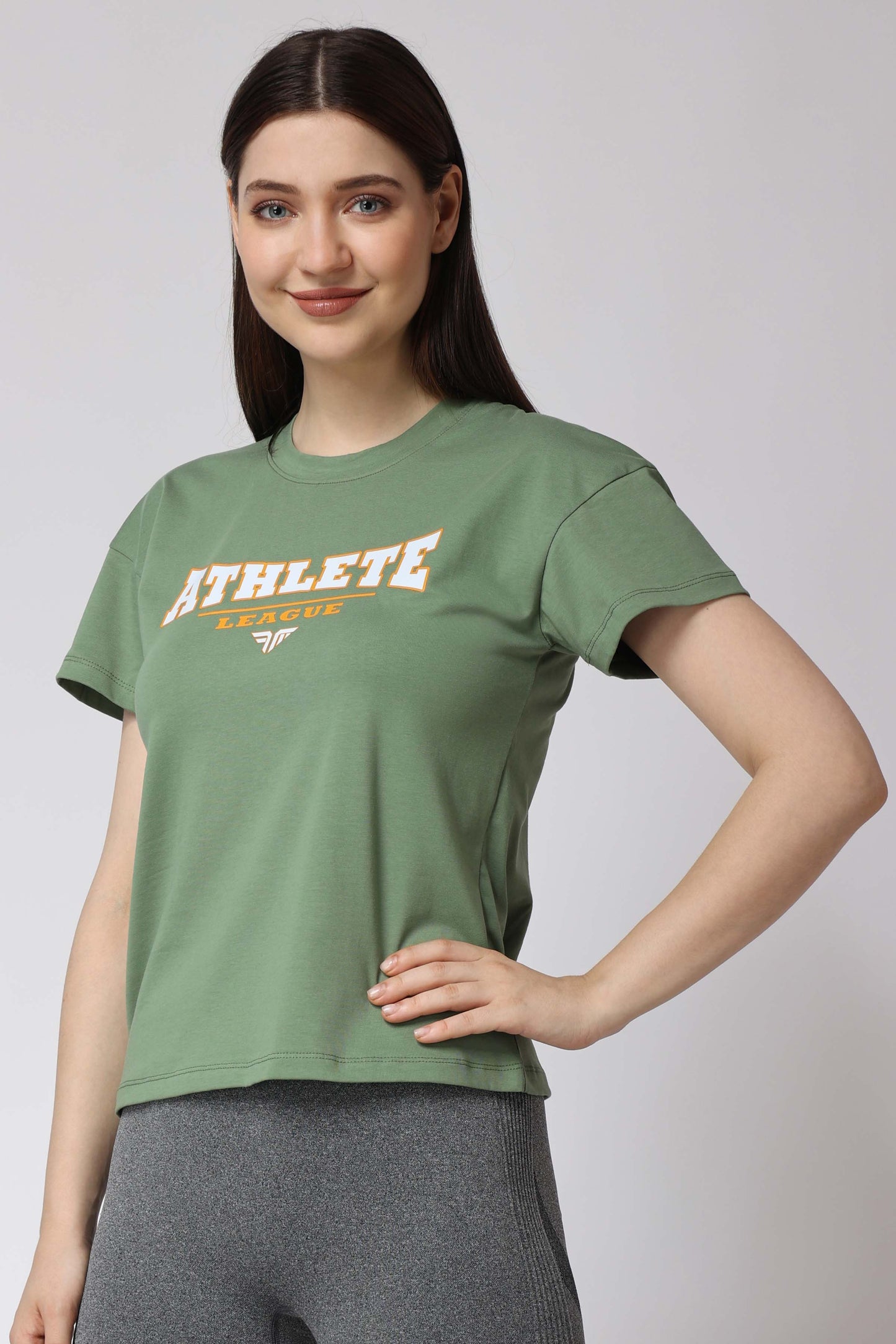 Women's Cotton Lycra Tee - Olive