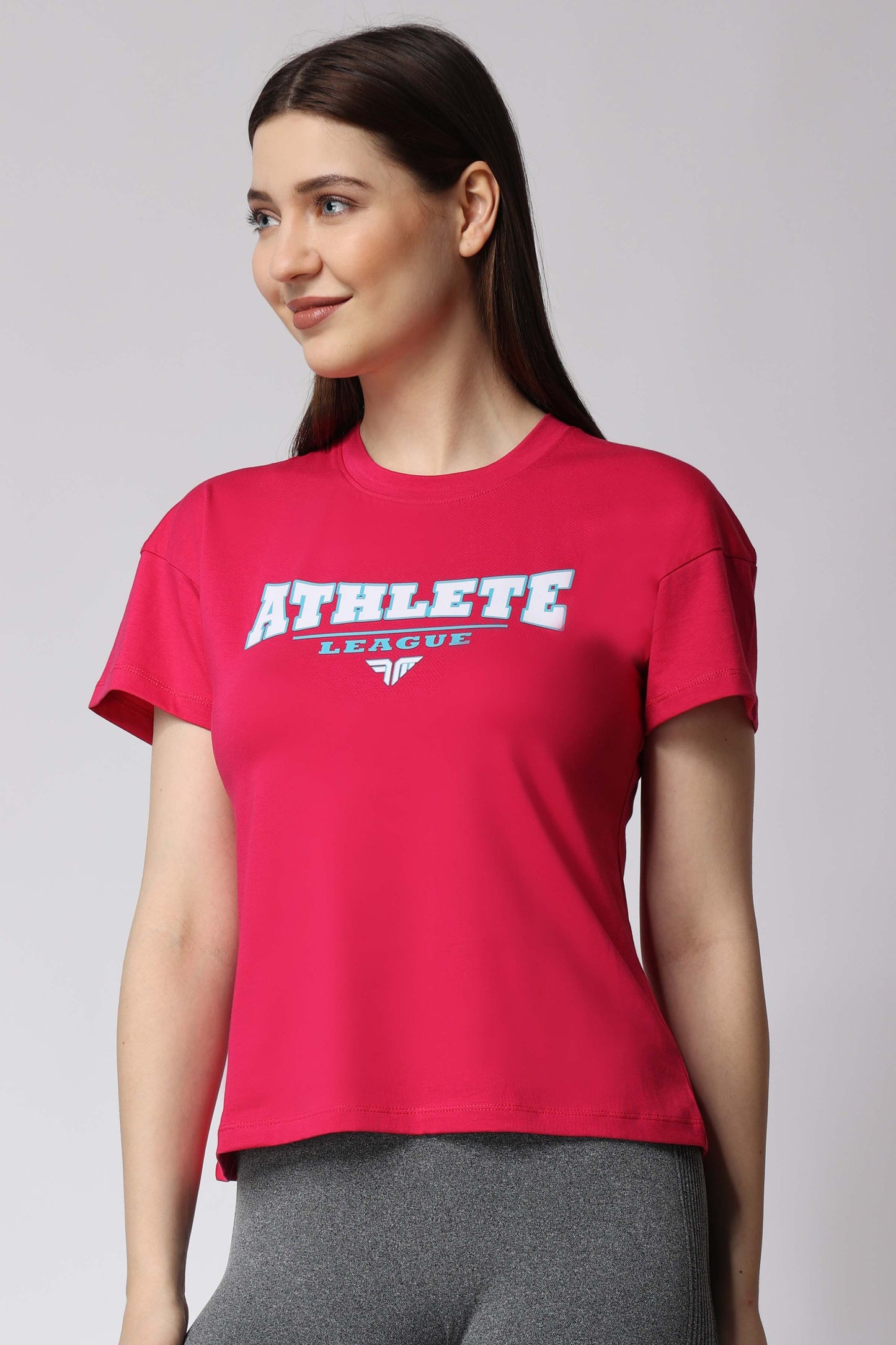 Women's Cotton Lycra Tee - Pink
