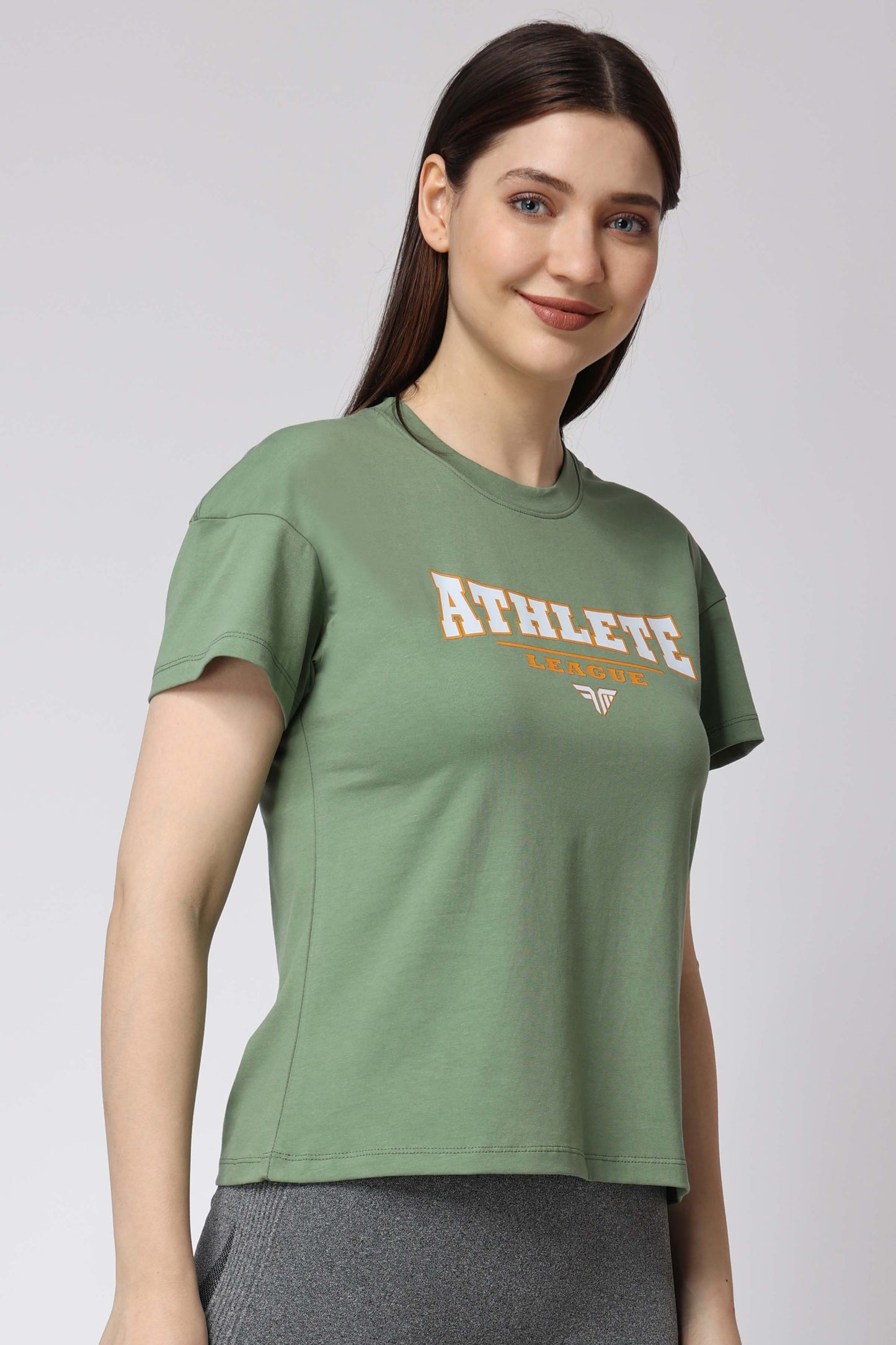 Women's Cotton Lycra Tee - Olive