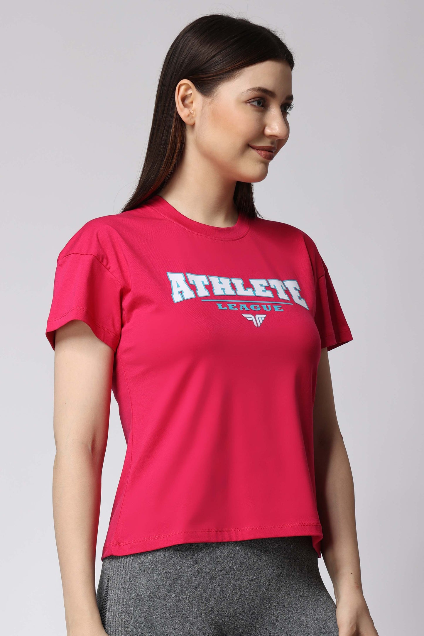 Women's Cotton Lycra Tee - Pink