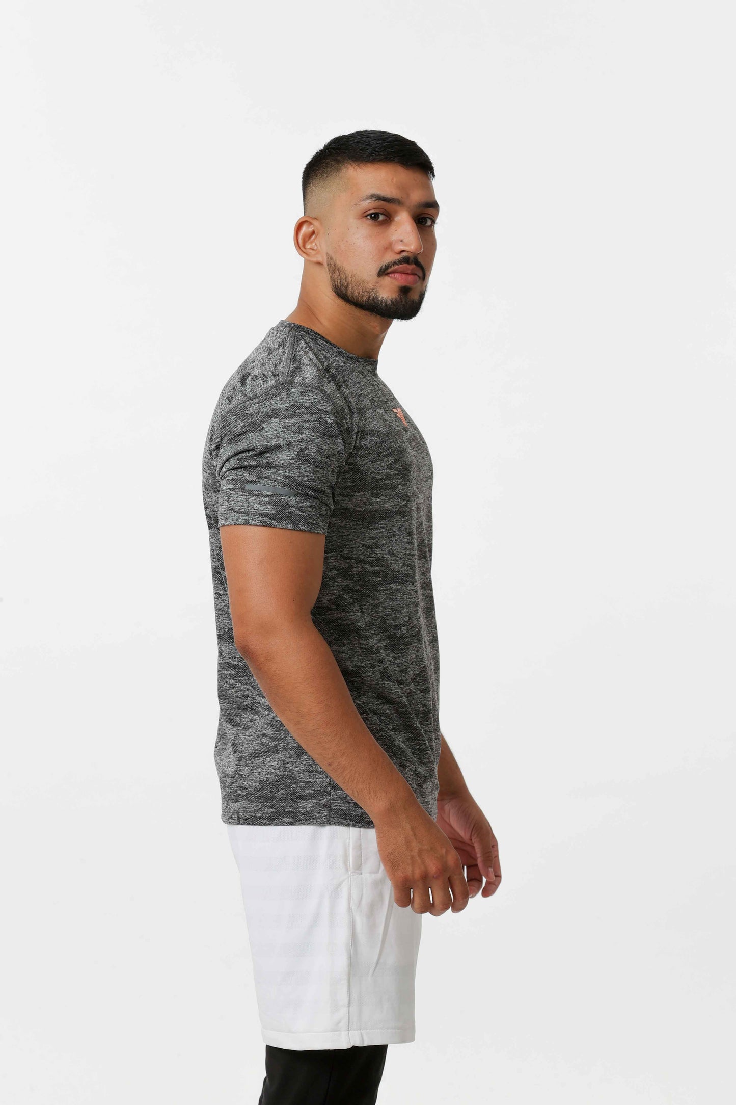 Men's Jacqaurd Workout/Training Tee - Dark Grey