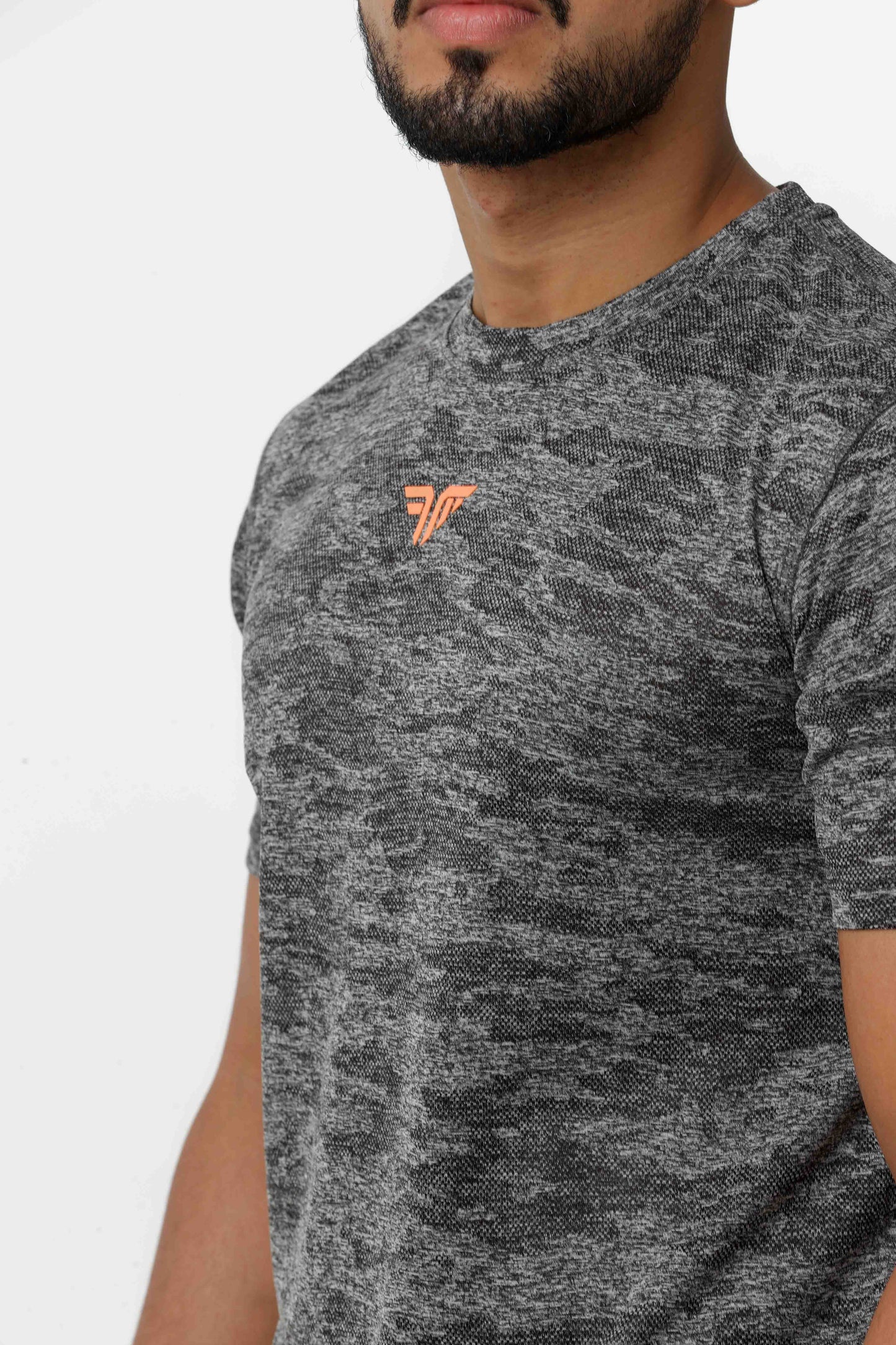 Men's Jacqaurd Workout/Training Tee - Dark Grey