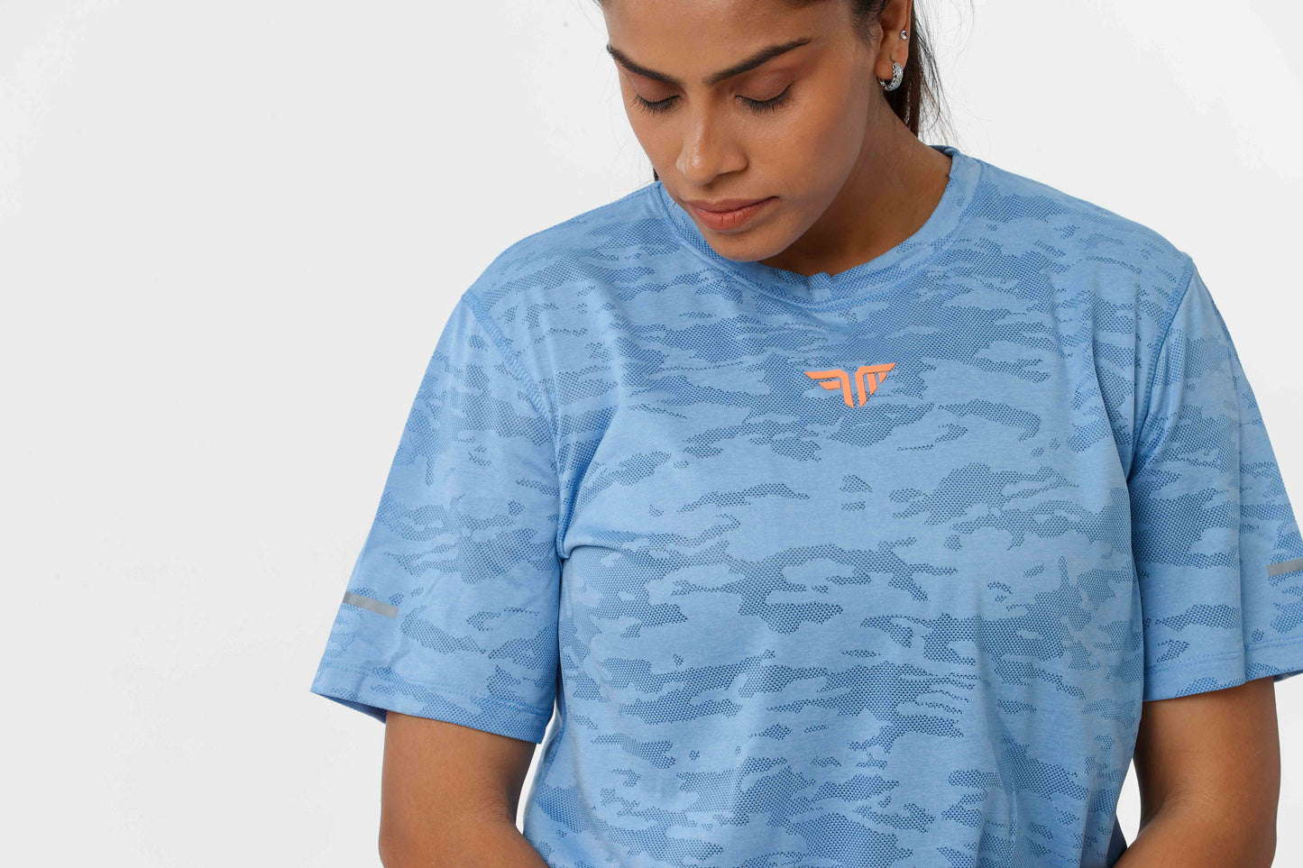 Women's Jacqaurd Workout/Training Tee - Sky Blue