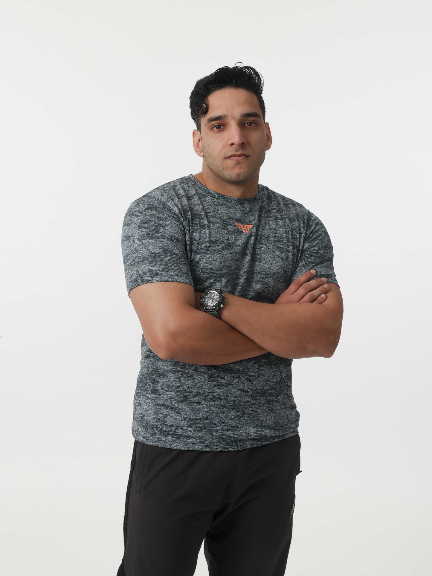Men's Jacqaurd Workout/Training Tee - Grey Blue