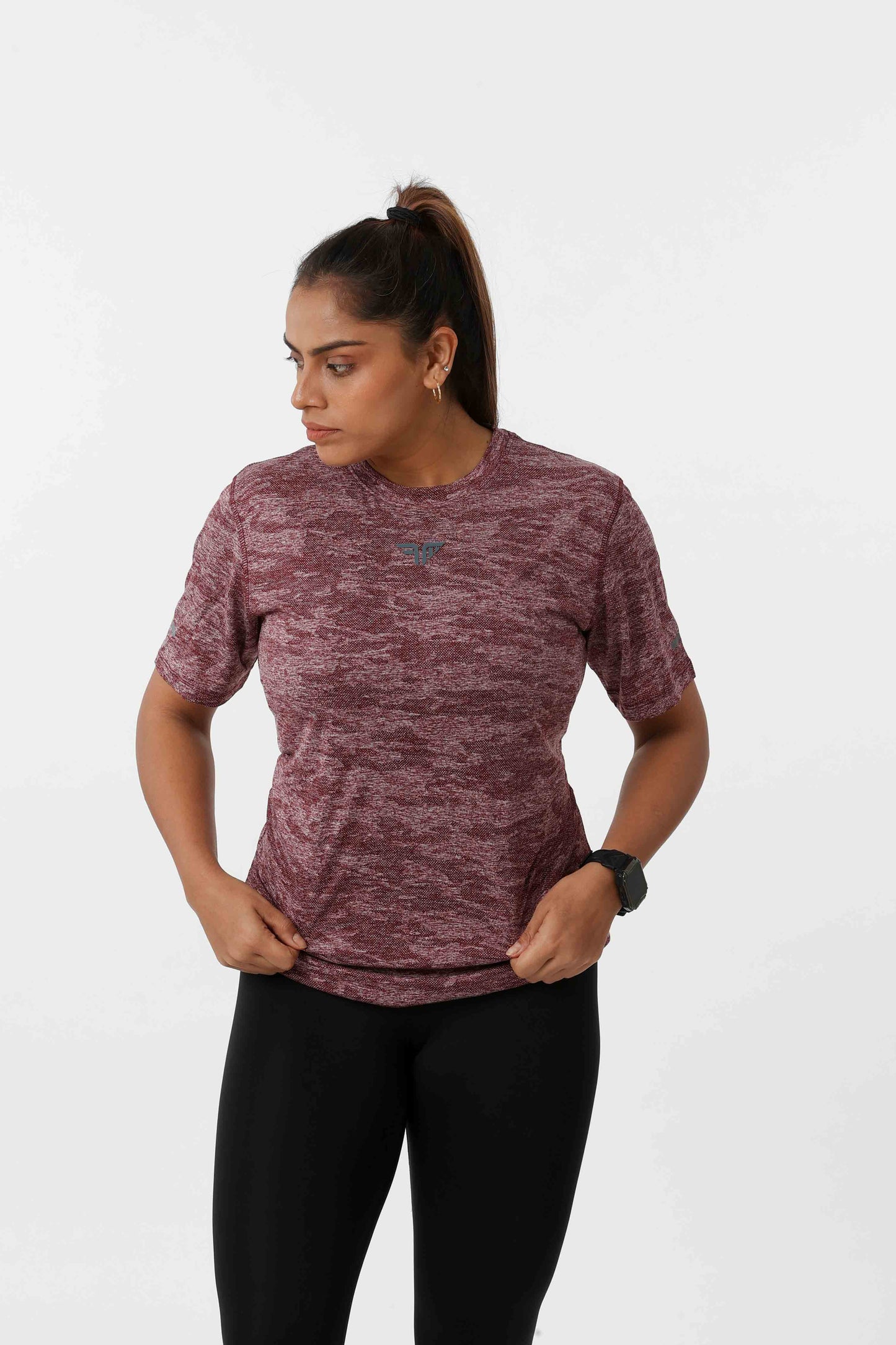 Women's Jacqaurd Workout/Training Tee - Red
