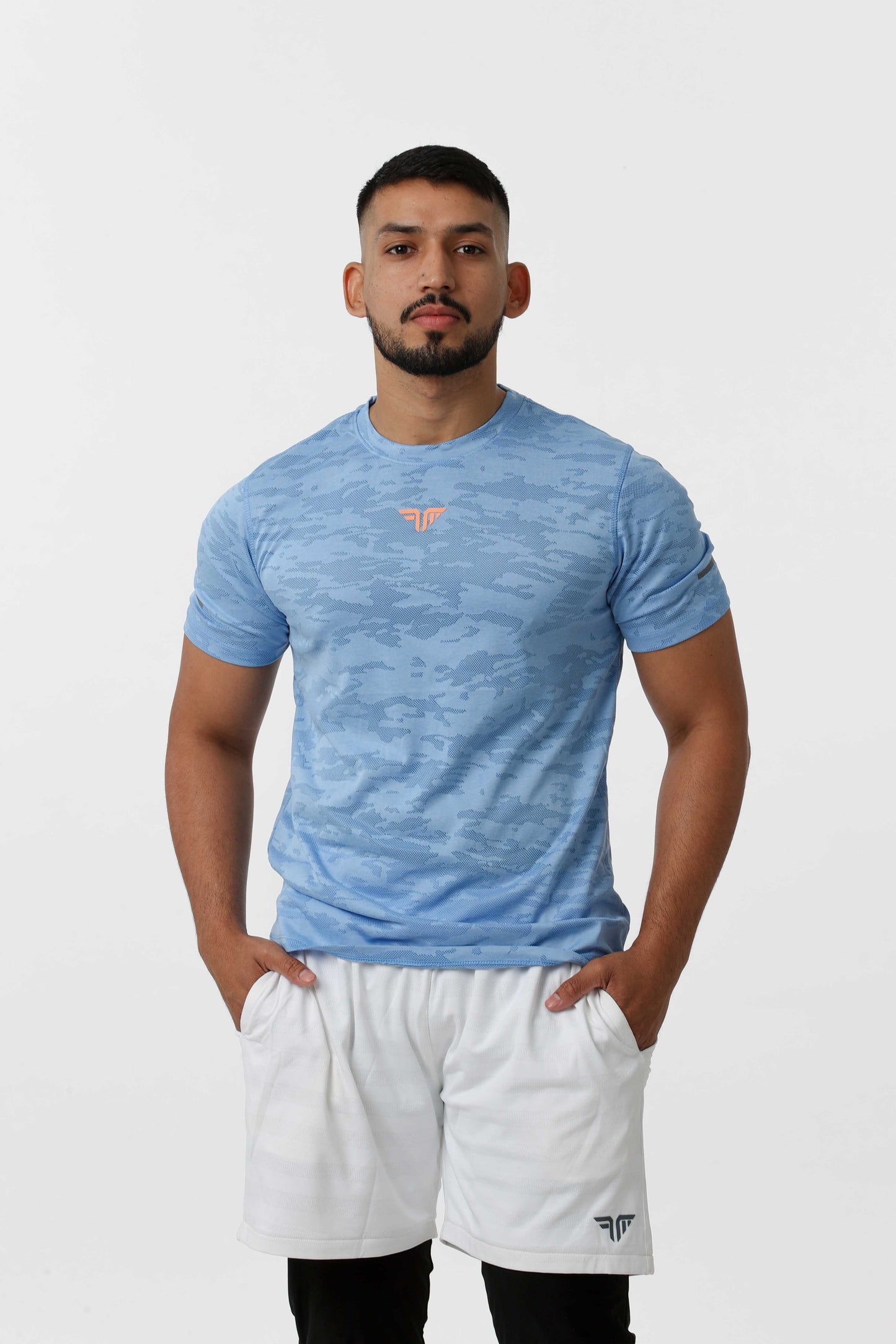 Men's Jacqaurd Workout/Training Tee - Sky Blue