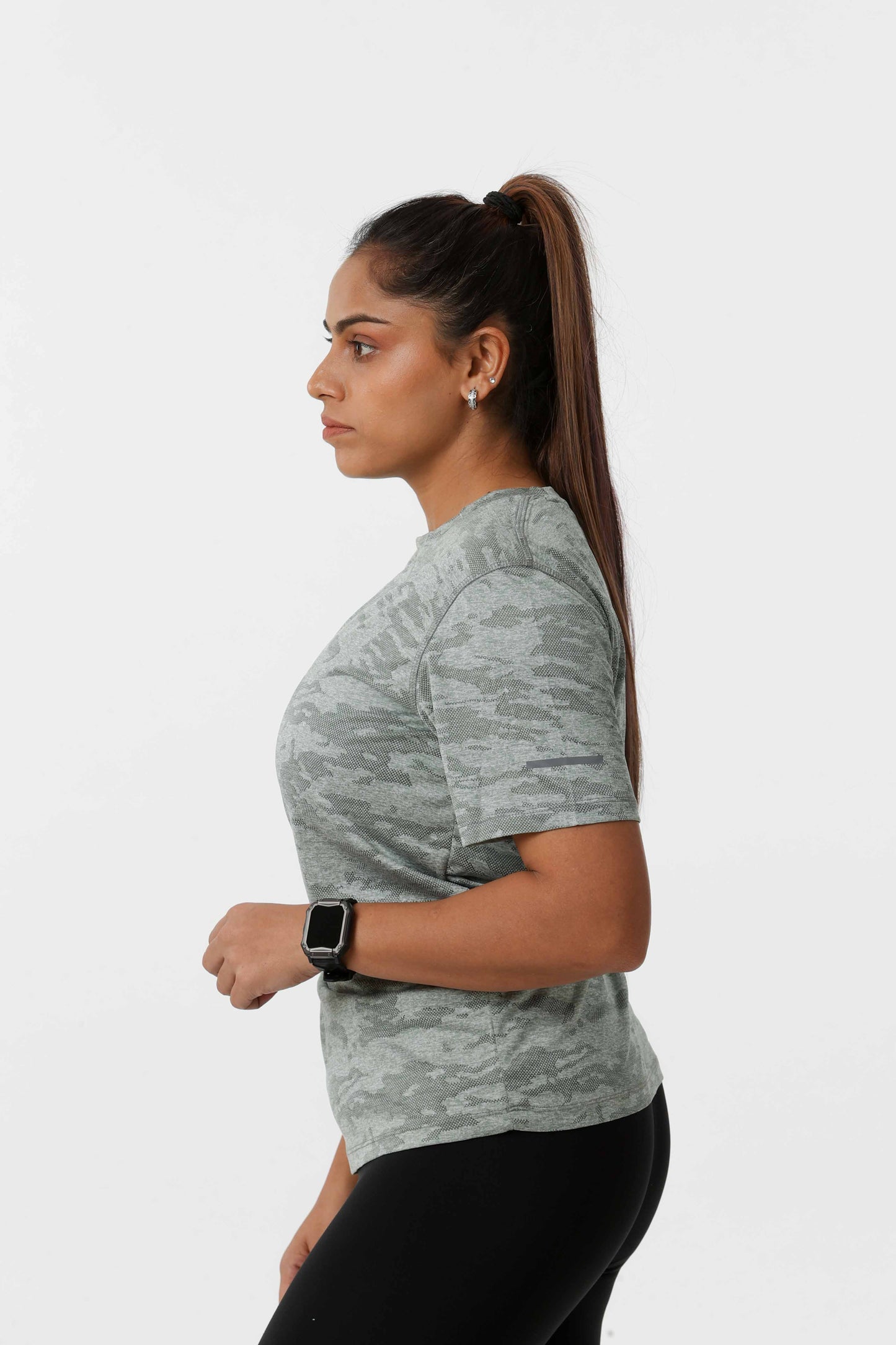 Women's Jacqaurd Workout/Training Tee - Grey