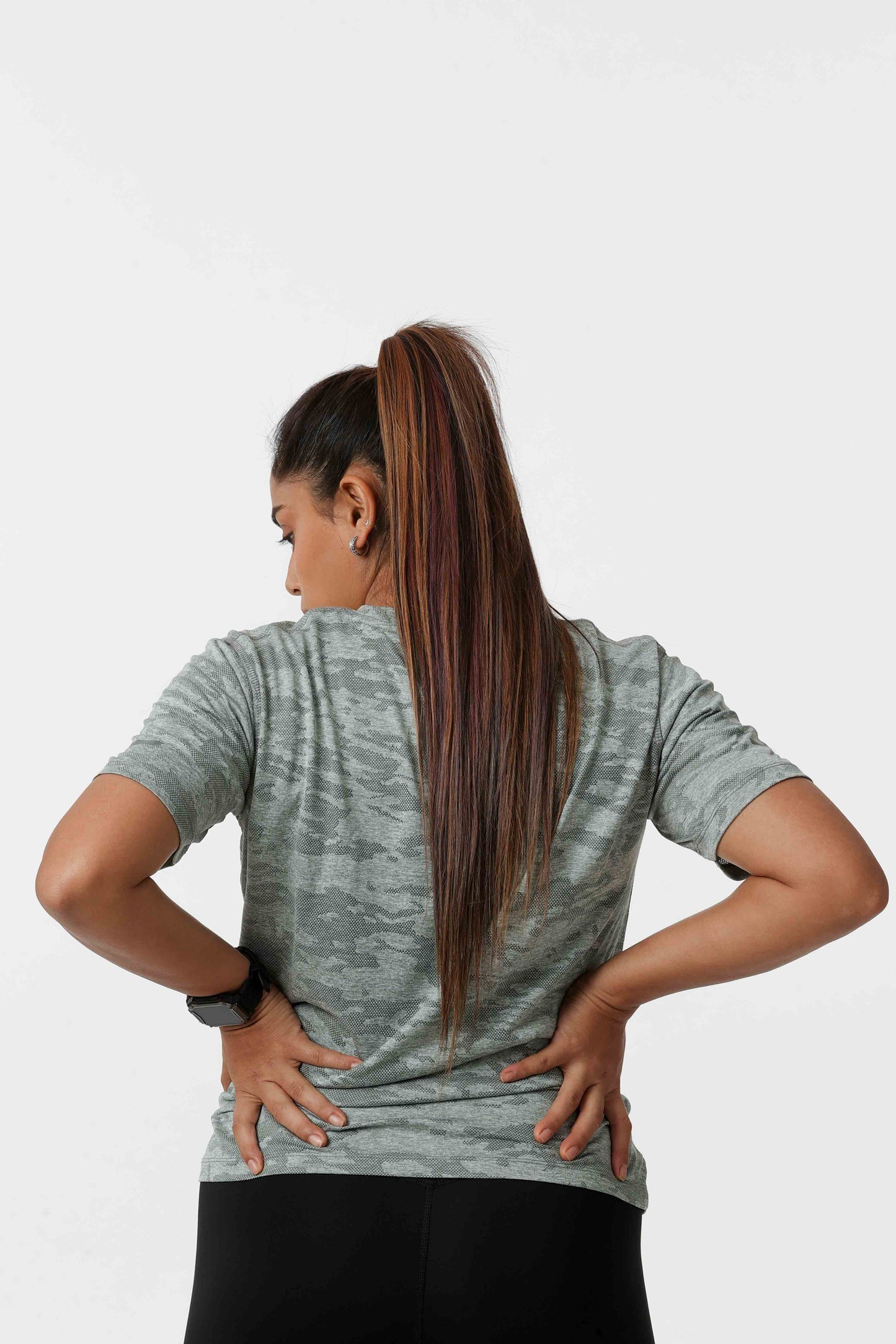Women's Jacqaurd Workout/Training Tee - Grey