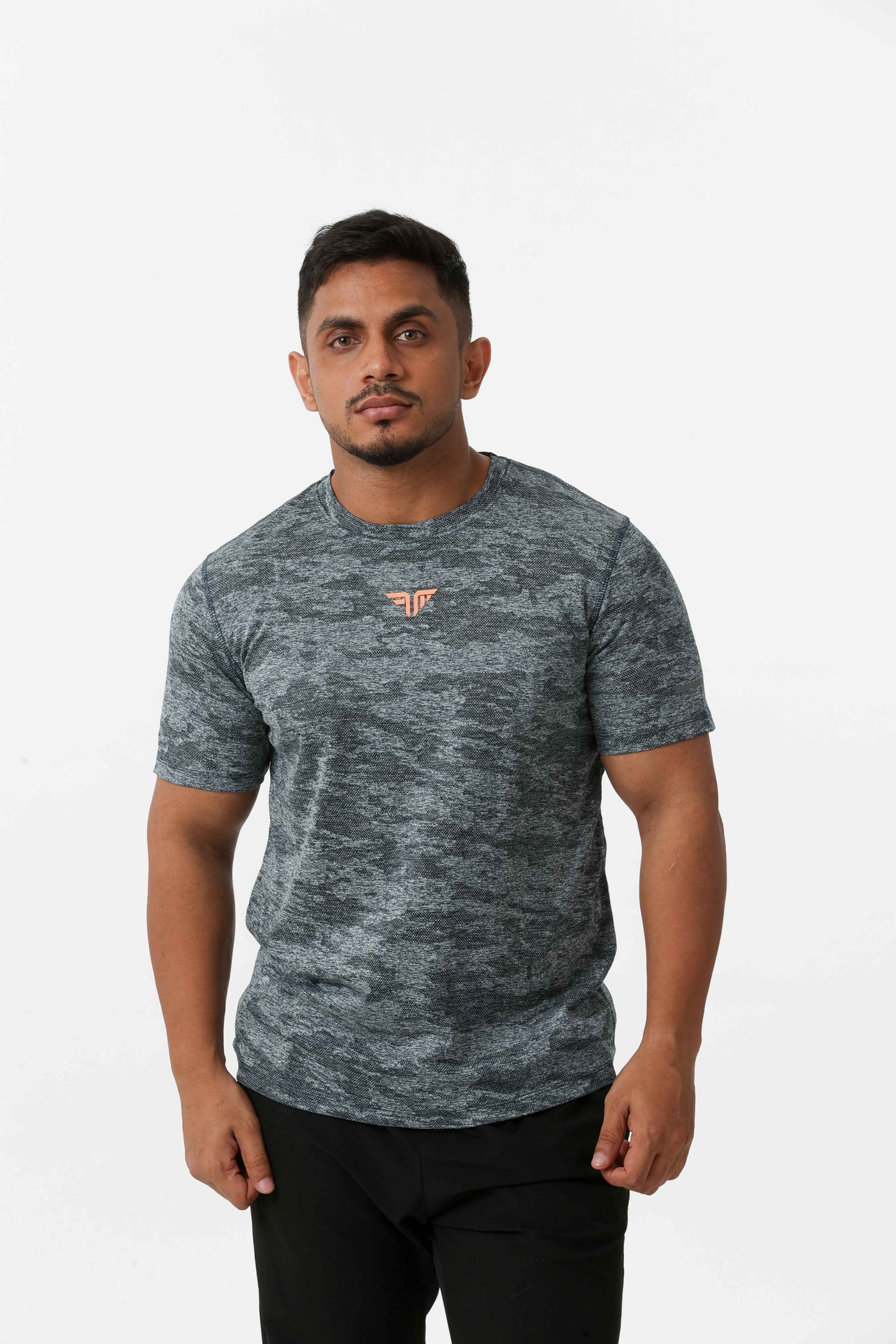 Men's Jacqaurd Workout/Training Tee - Grey Blue
