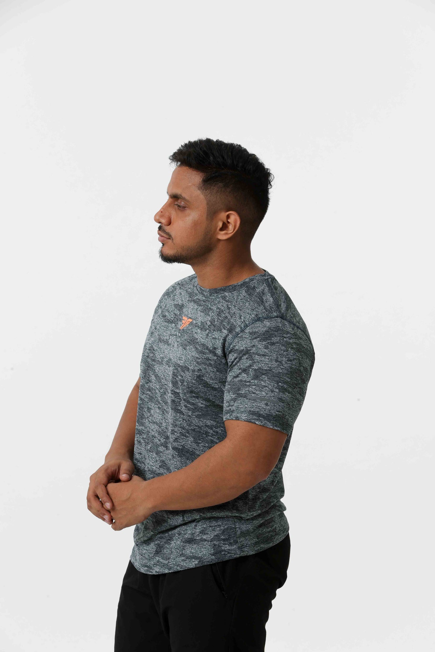 Men's Jacqaurd Workout/Training Tee - Grey Blue