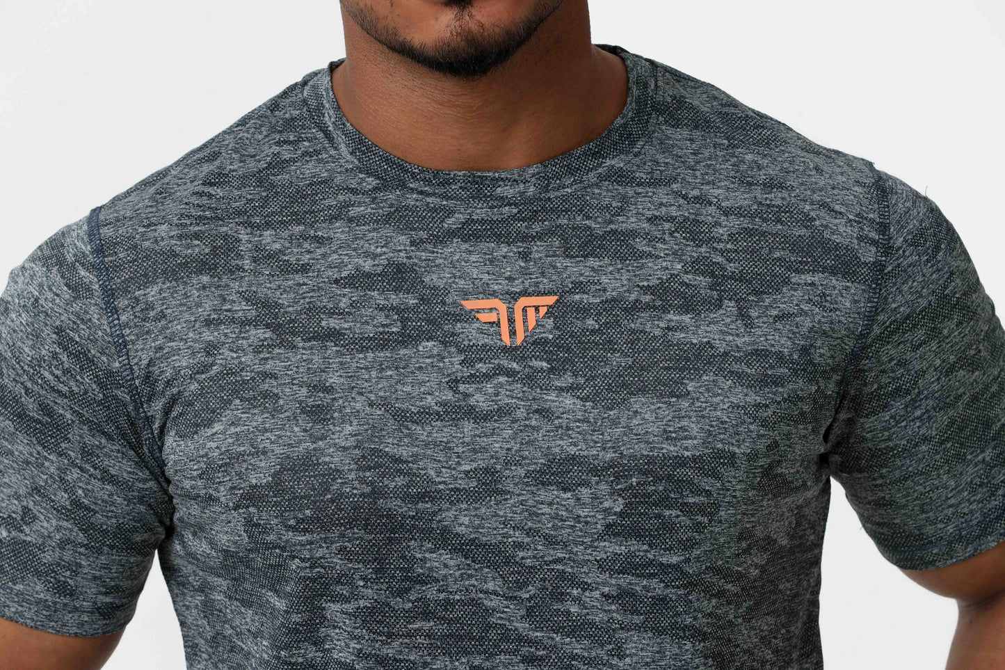 Men's Jacqaurd Workout/Training Tee - Grey Blue
