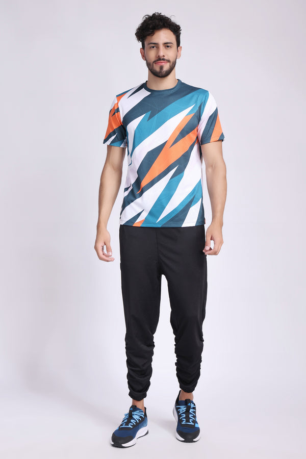 Men's Pyrite Tennis Tee - White/Orange