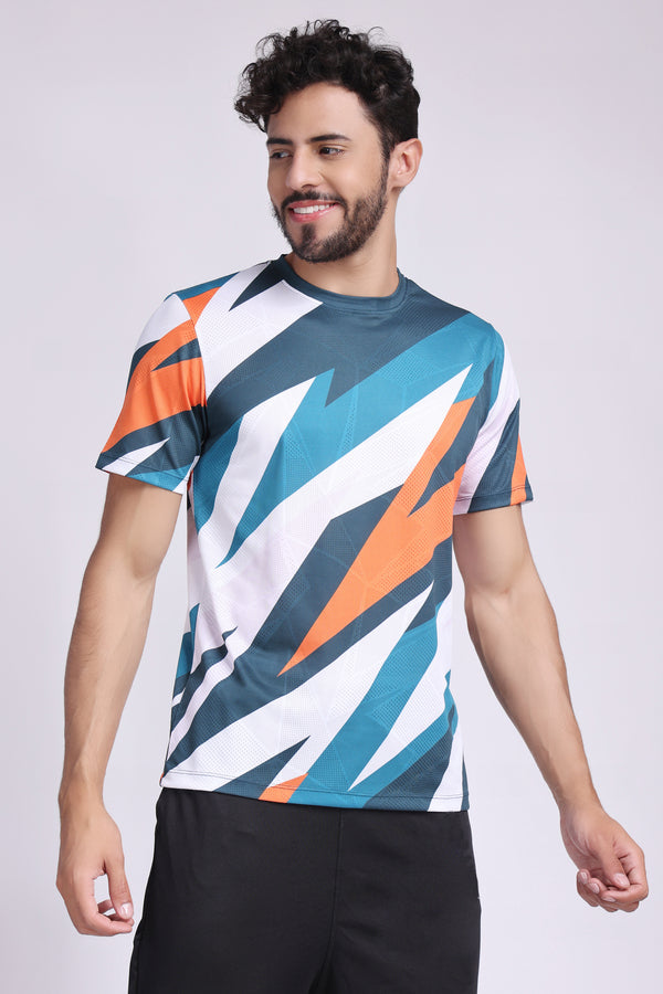 Men's Pyrite Tennis Tee - White/Orange