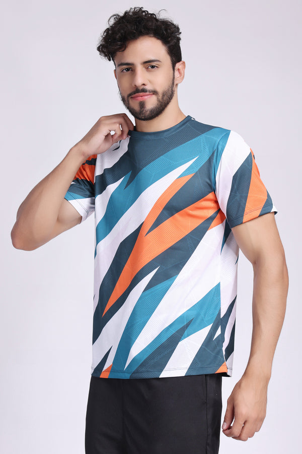 Men's Pyrite Tennis Tee - White/Orange