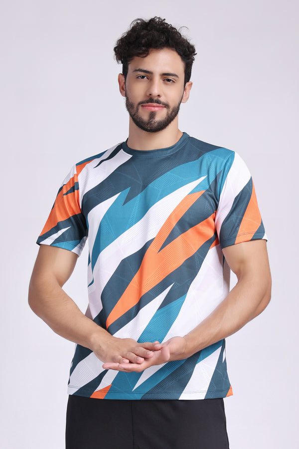 Men's Pyrite Tennis Tee - White/Orange