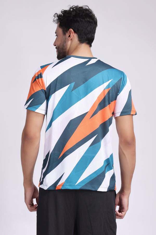 Men's Pyrite Tennis Tee - White/Orange