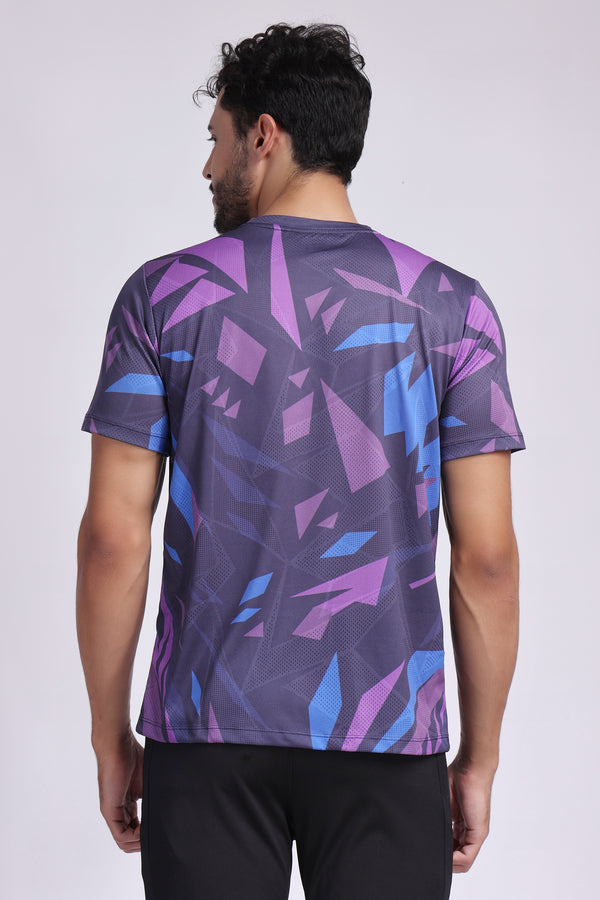 Men's Sapphire Badminton Tee - Dark Purple