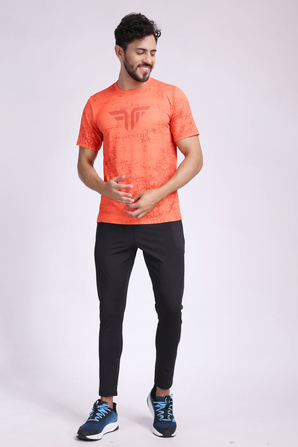 Men's Training/Workout Tee - Neon Orange