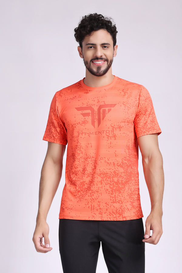 Men's Training/Workout Tee - Neon Orange