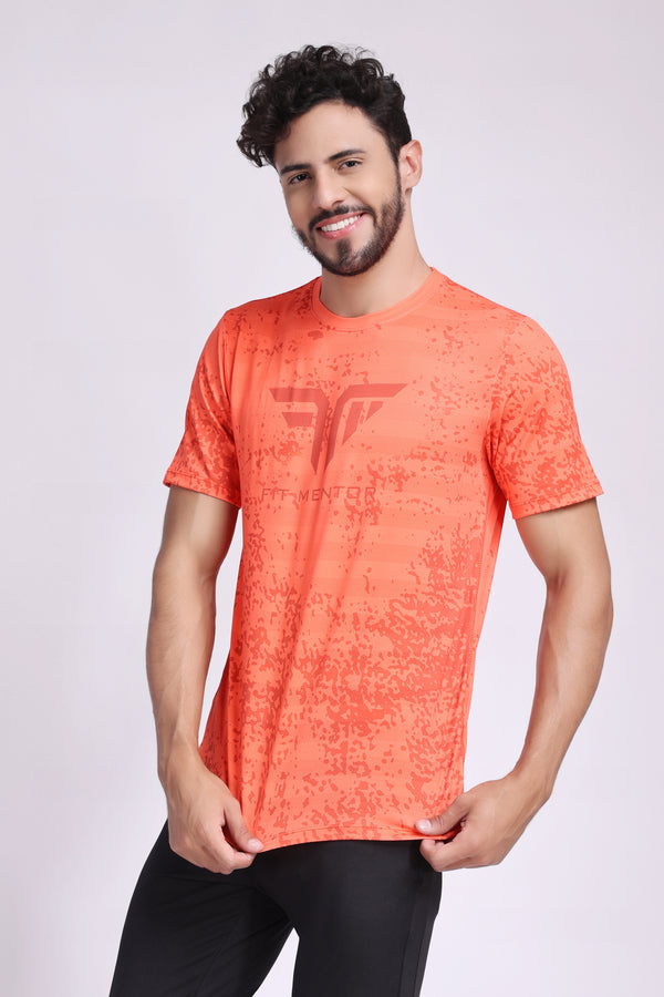 Men's Training/Workout Tee - Neon Orange