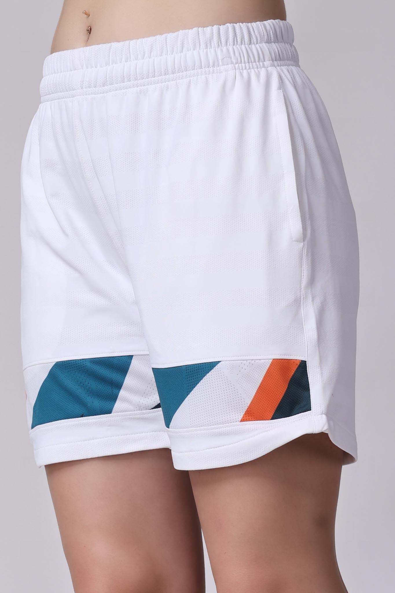 Women's Pyrite Tennis Shorts - White/Orange