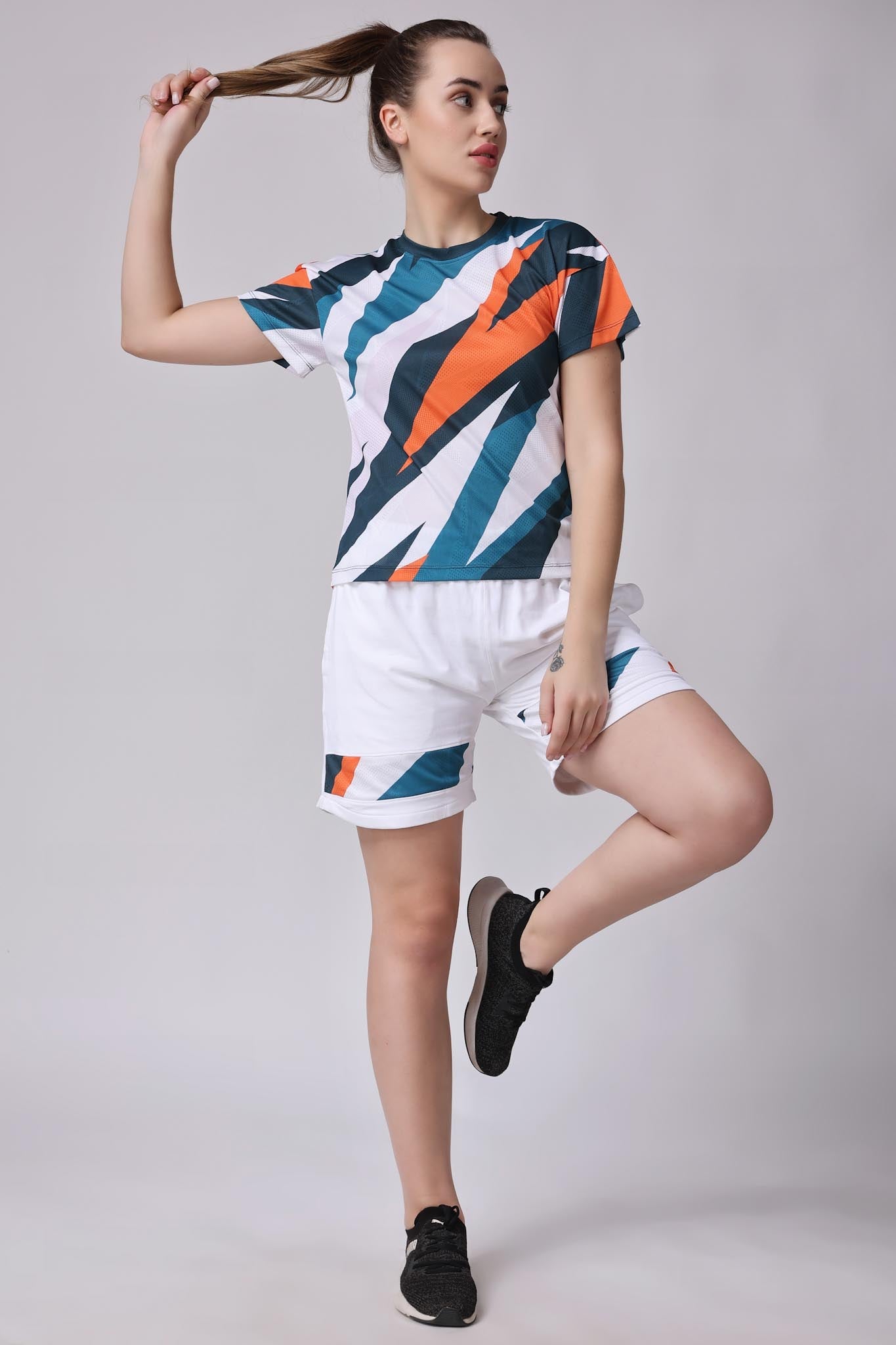 Women's Pyrite Tennis Coord Set - White/Orange