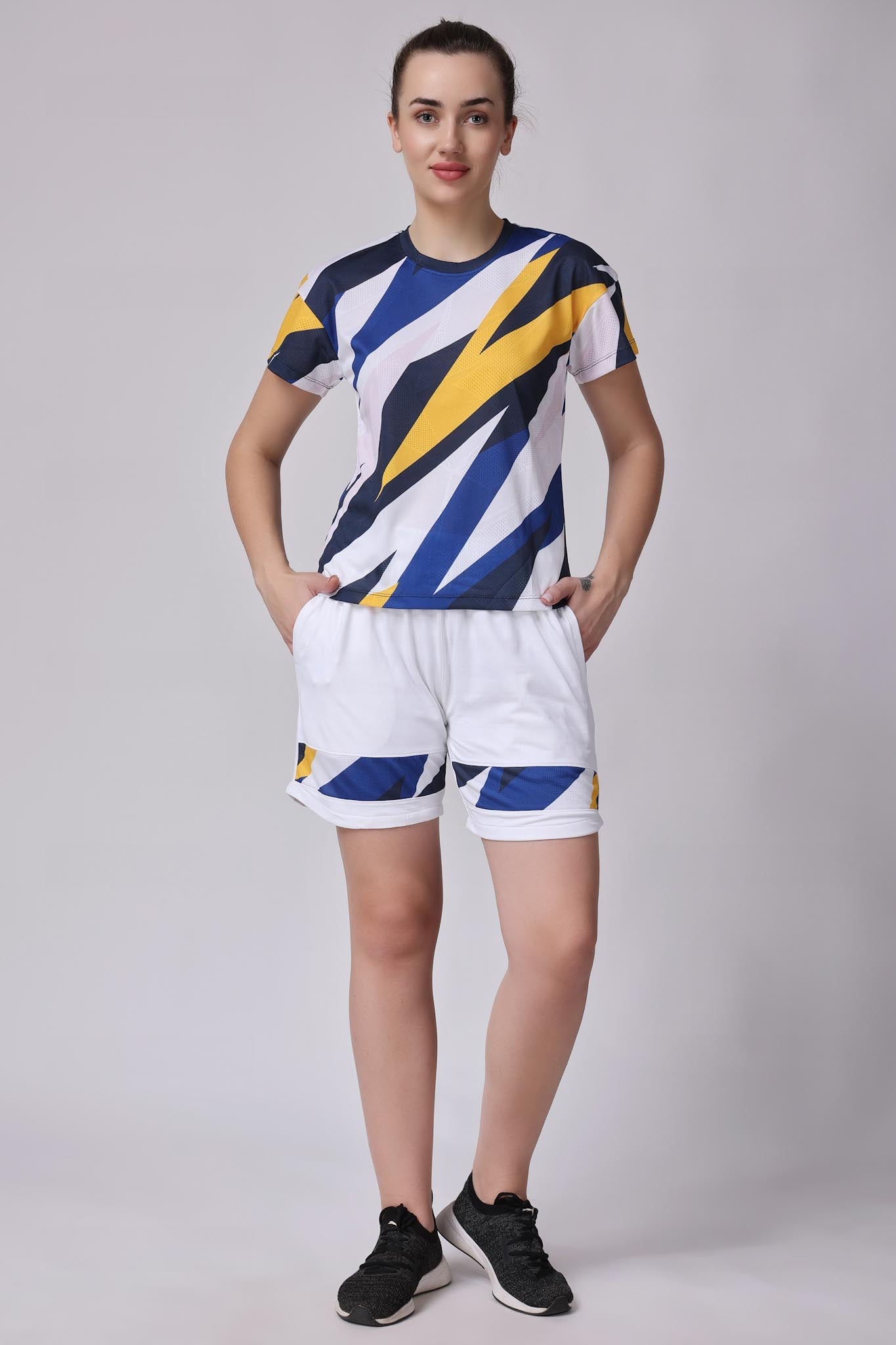Women's Topaz Badminton Shorts - White/Yellow