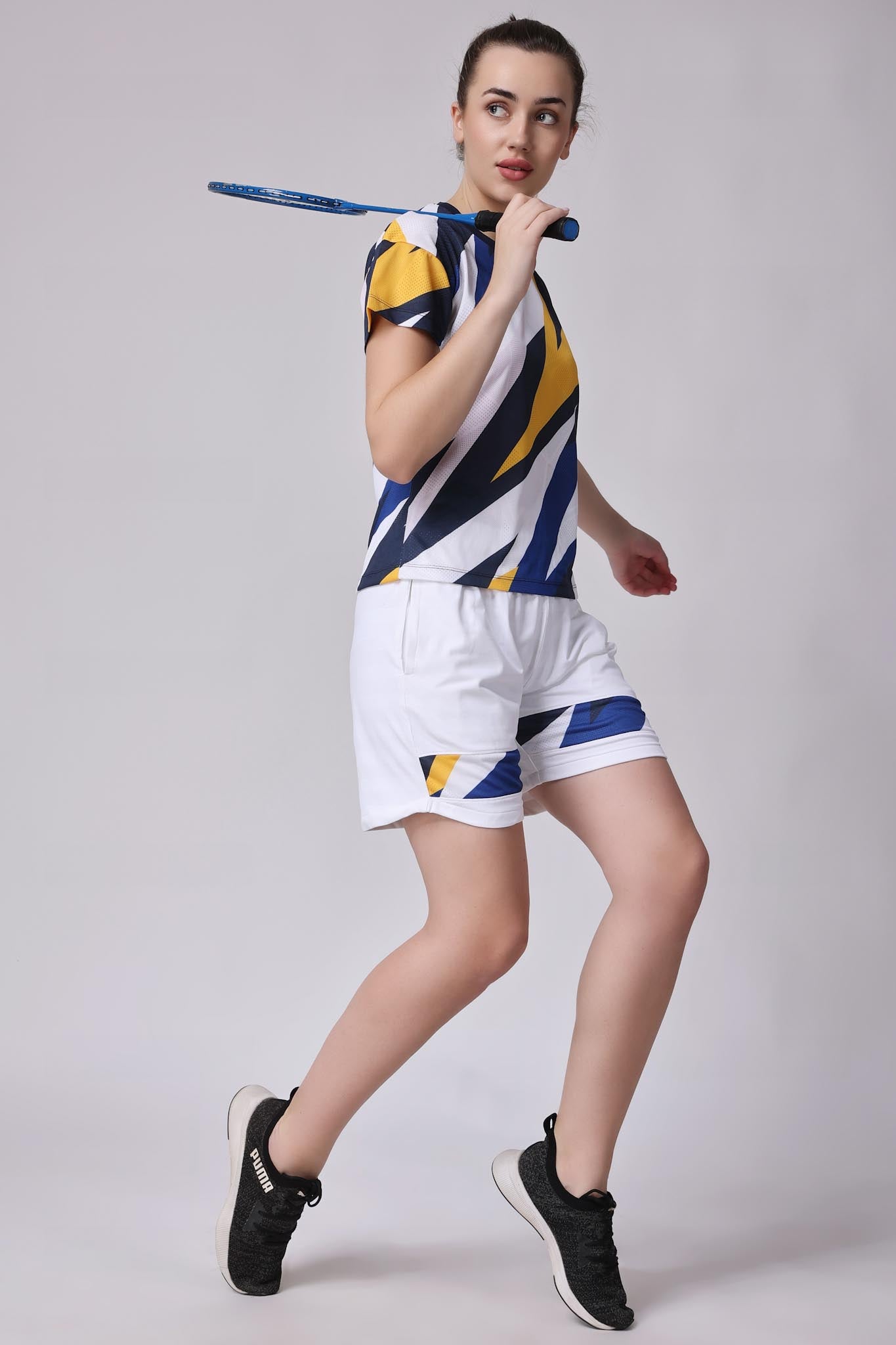 Women's Topaz Badminton Coord Set - White/Yellow