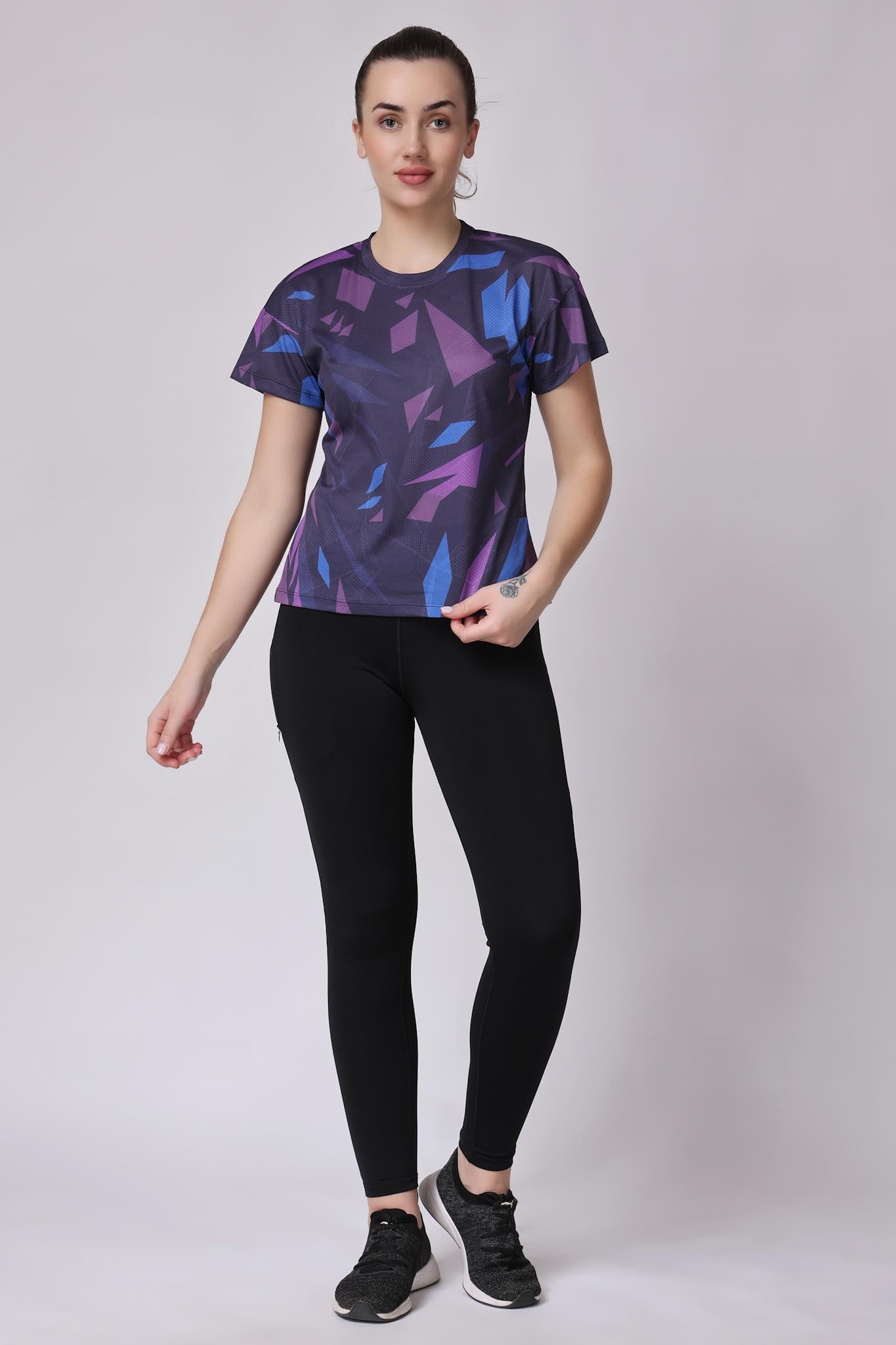 Women's Sapphire Badminton Tee - Dark Purple