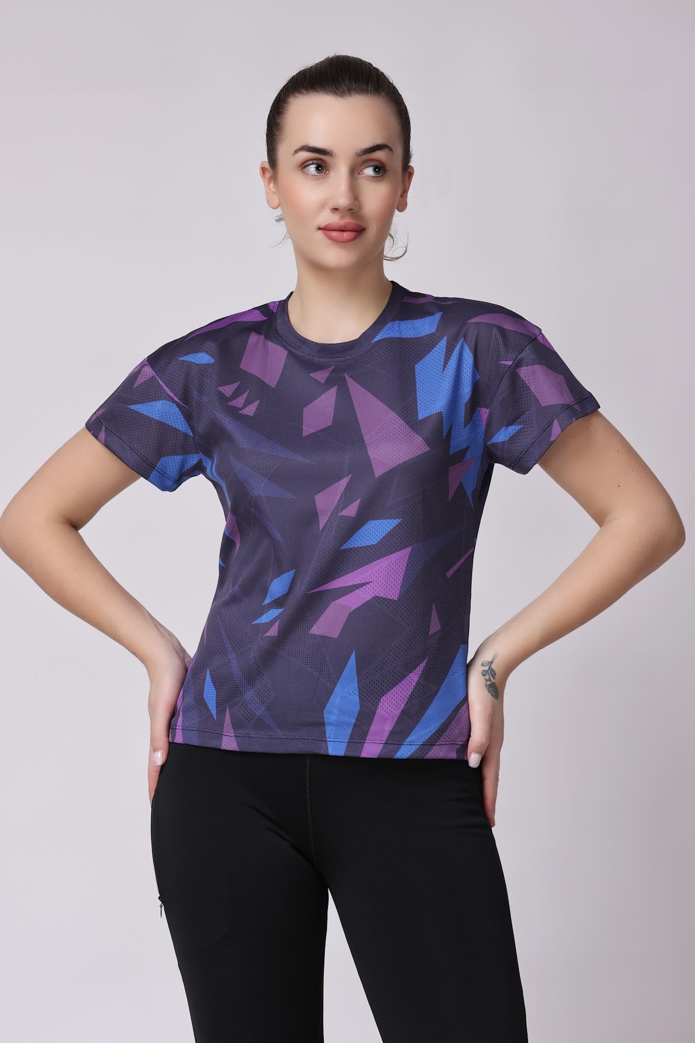 Women's Sapphire Badminton Tee - Dark Purple