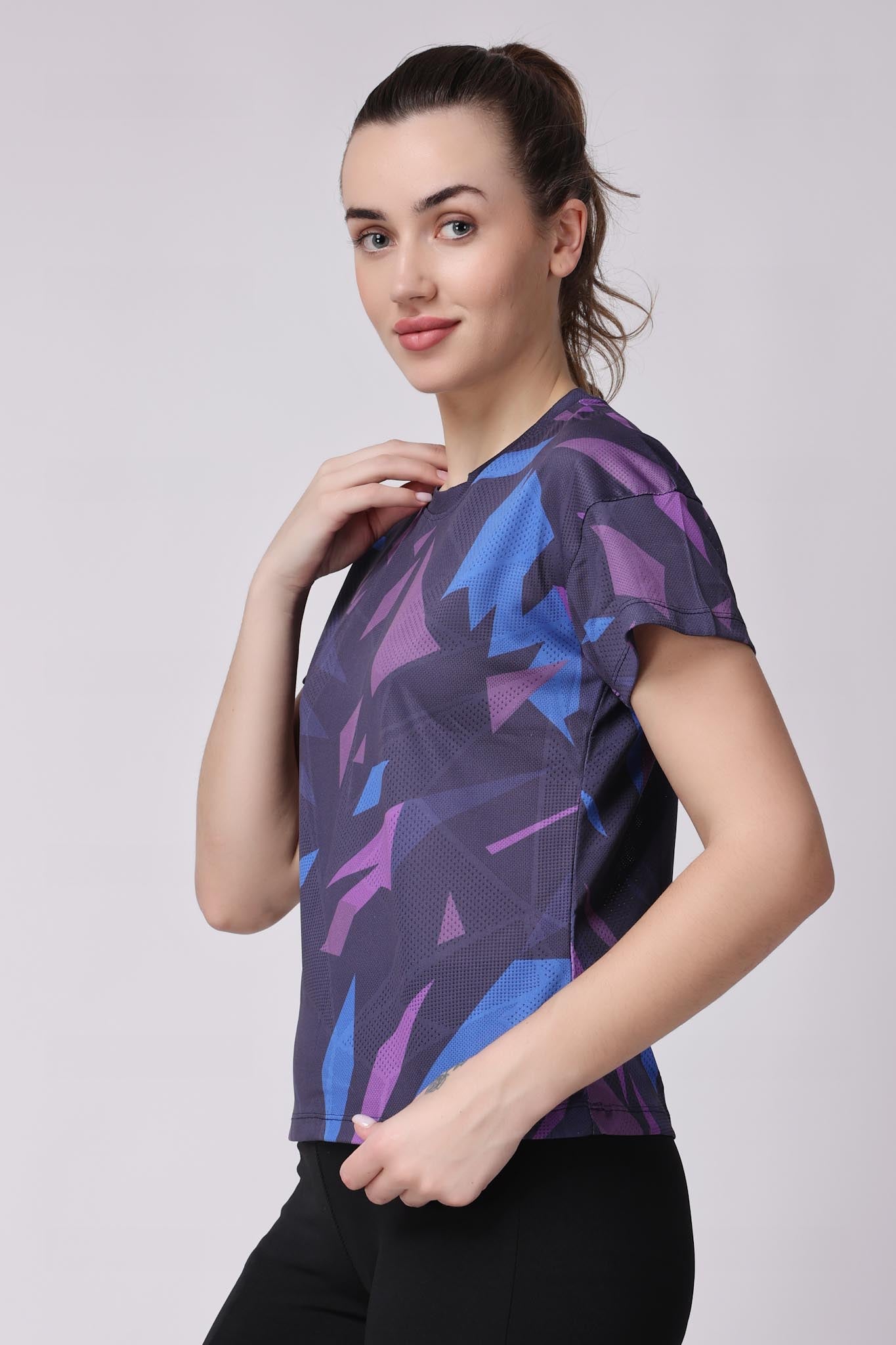 Women's Sapphire Badminton Tee - Dark Purple