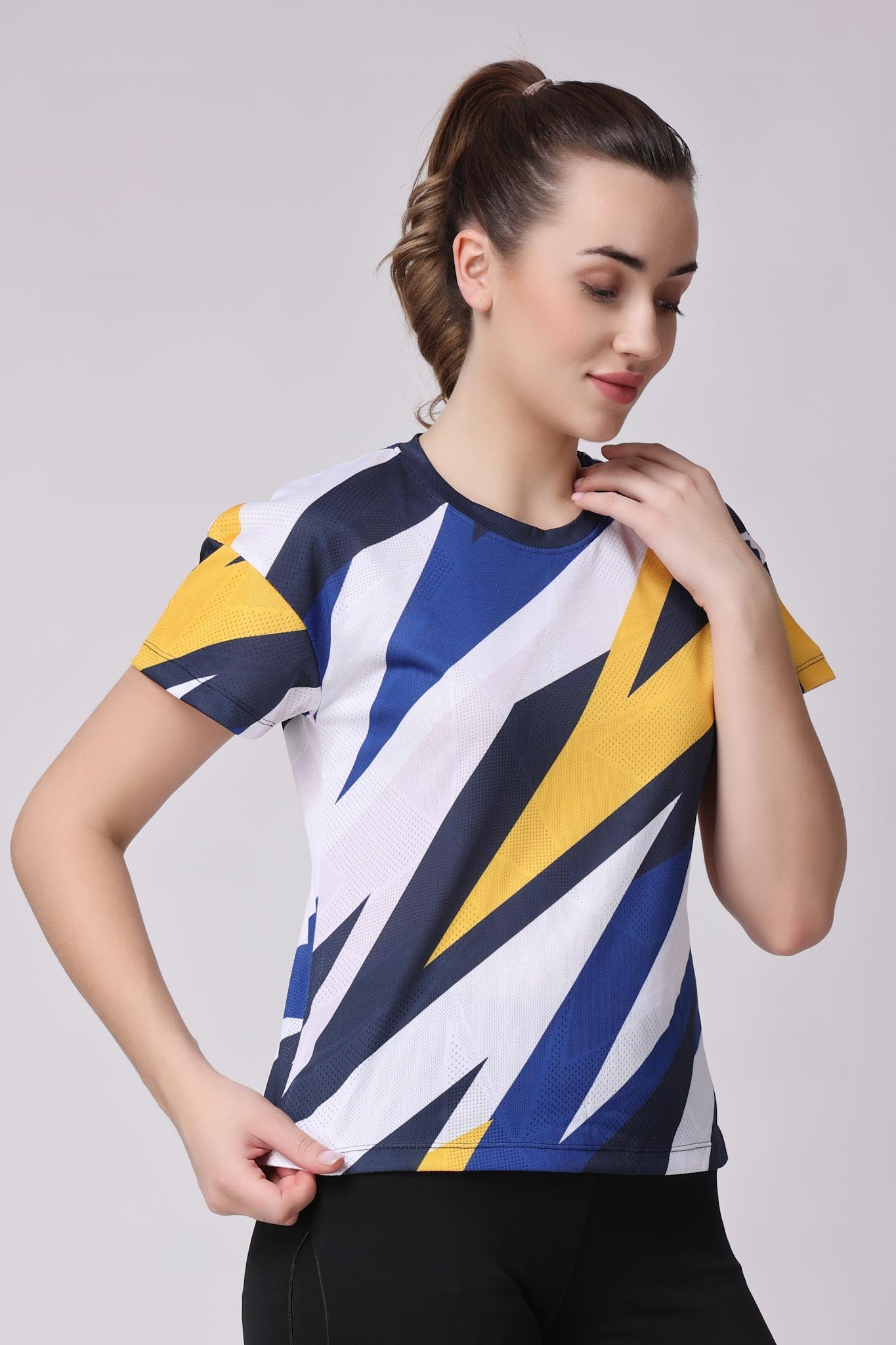 Women's Topaz Badminton Tee - White/Yellow