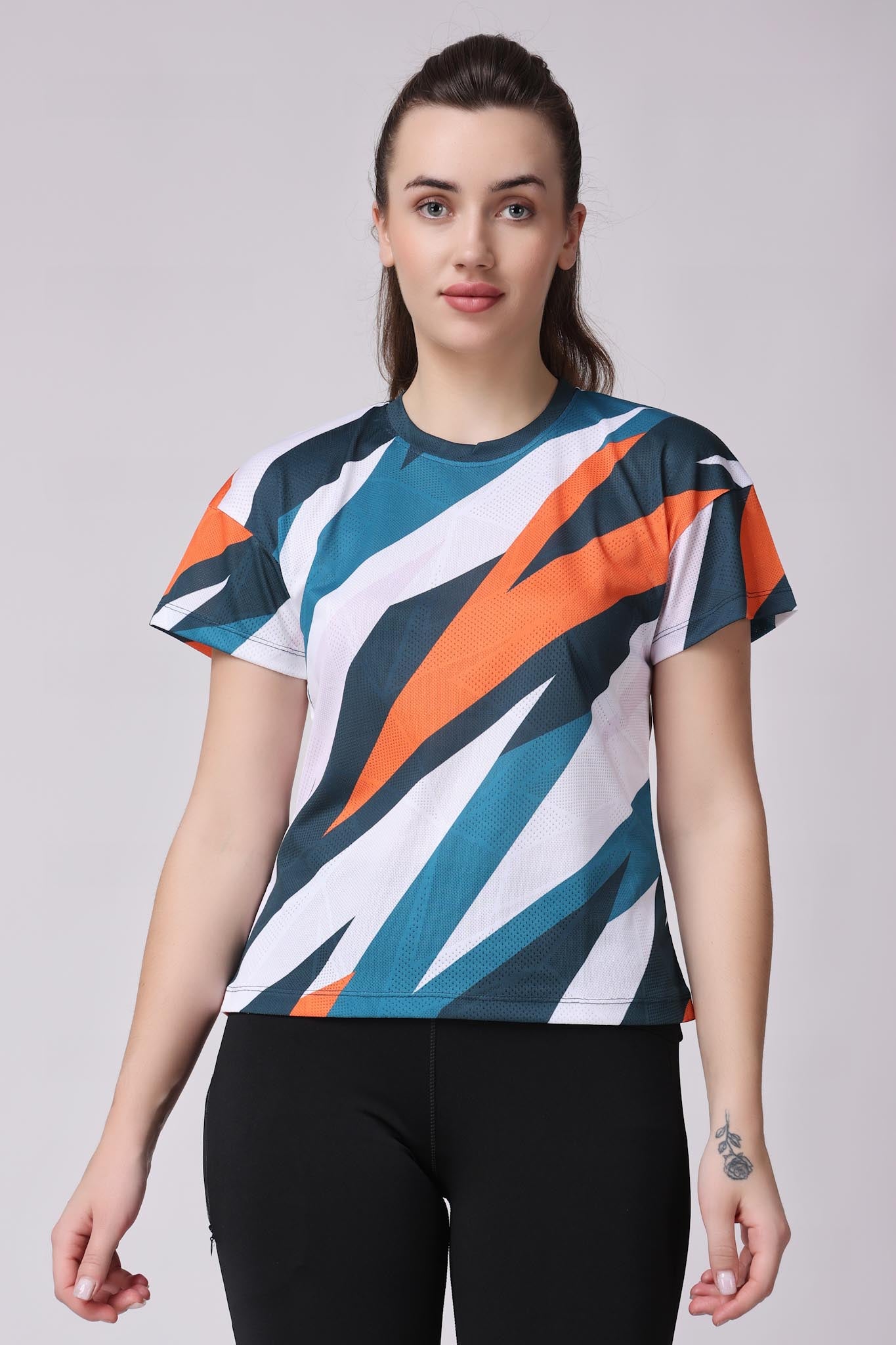 Women's Pyrite Tennis Tee - White/Orange