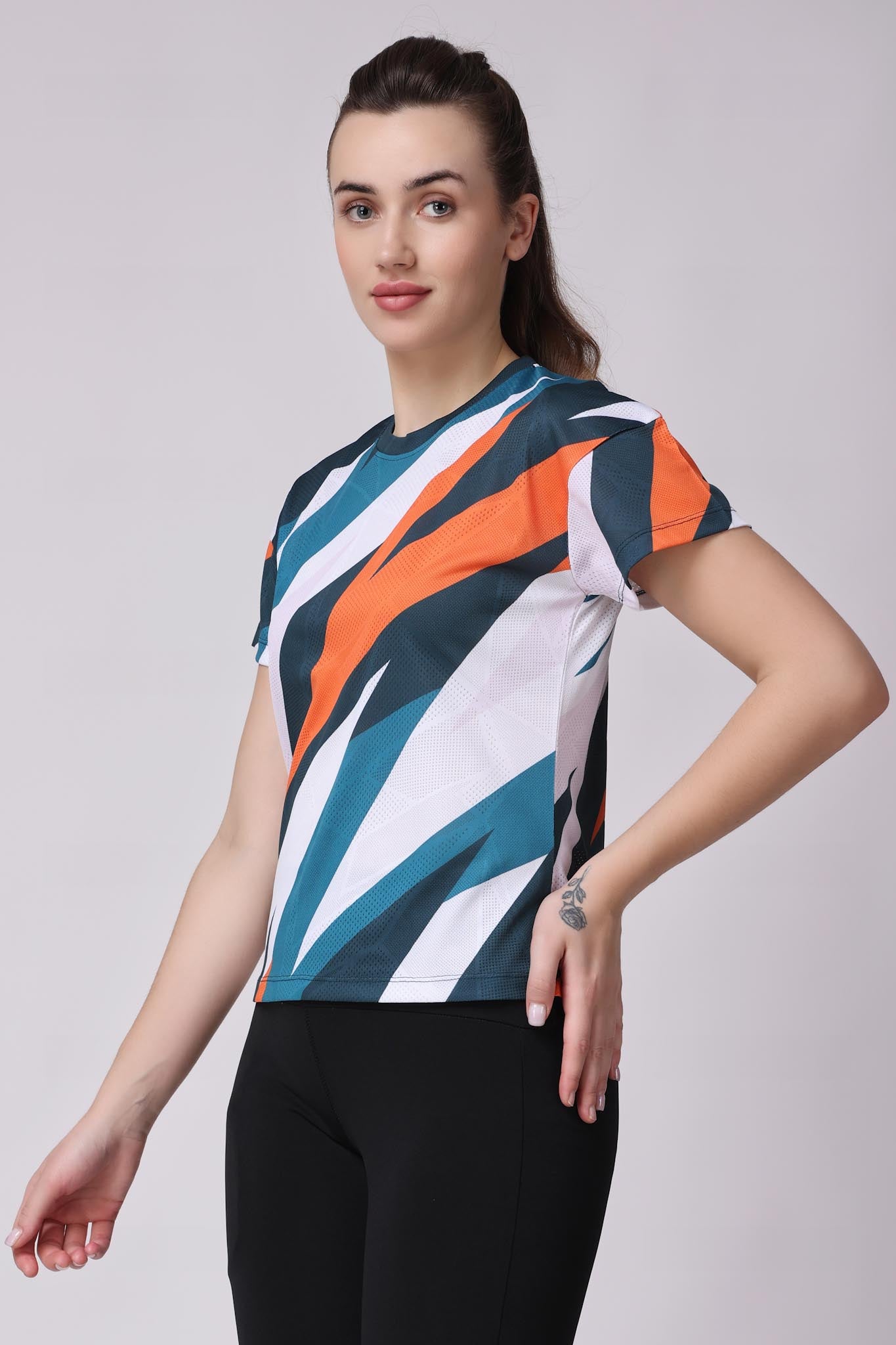 Women's Pyrite Tennis Tee - White/Orange