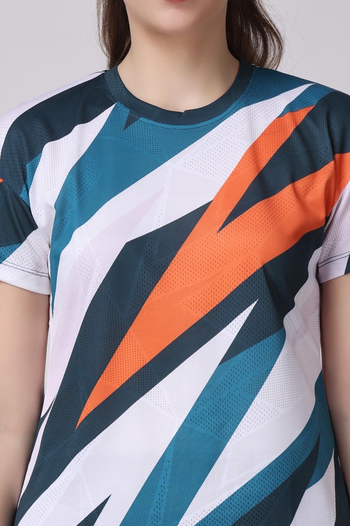 Women's Pyrite Tennis Tee - White/Orange