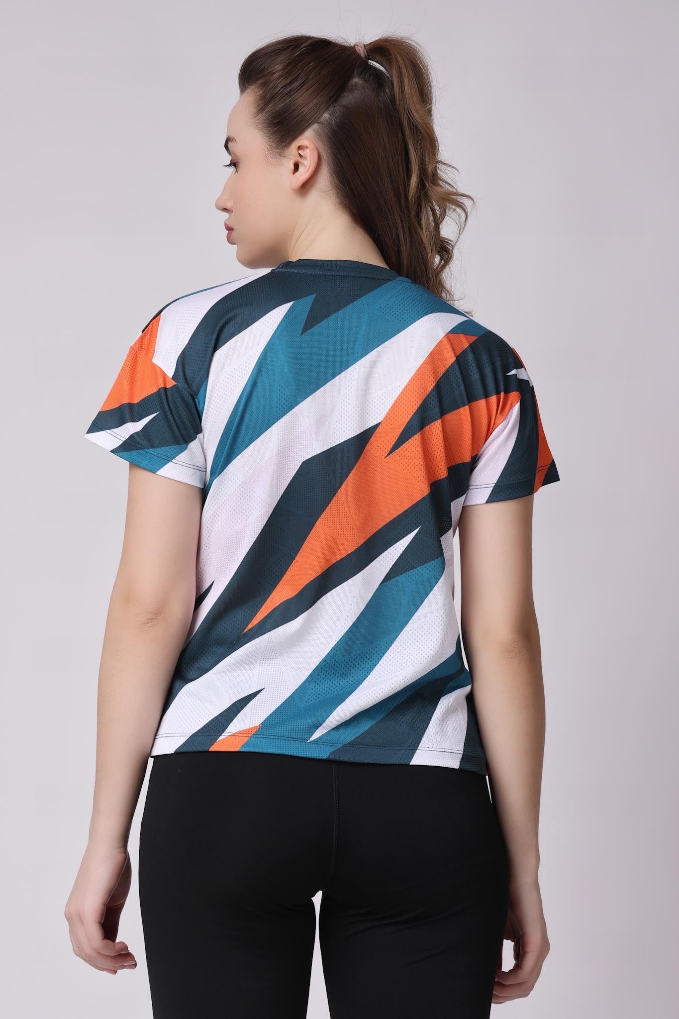 Women's Pyrite Tennis Tee - White/Orange