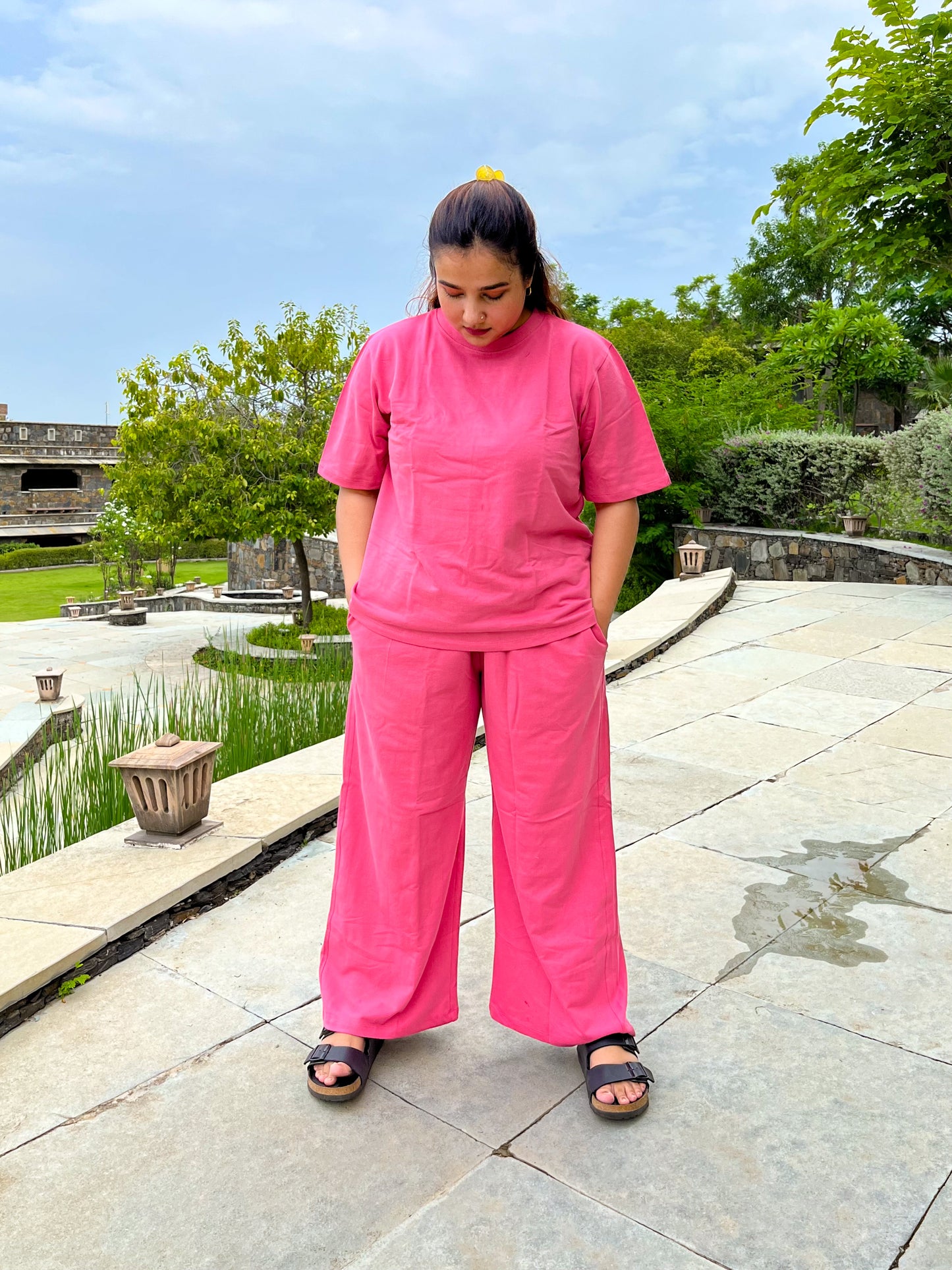 Women's Leisure Coord Set - Dark Pink