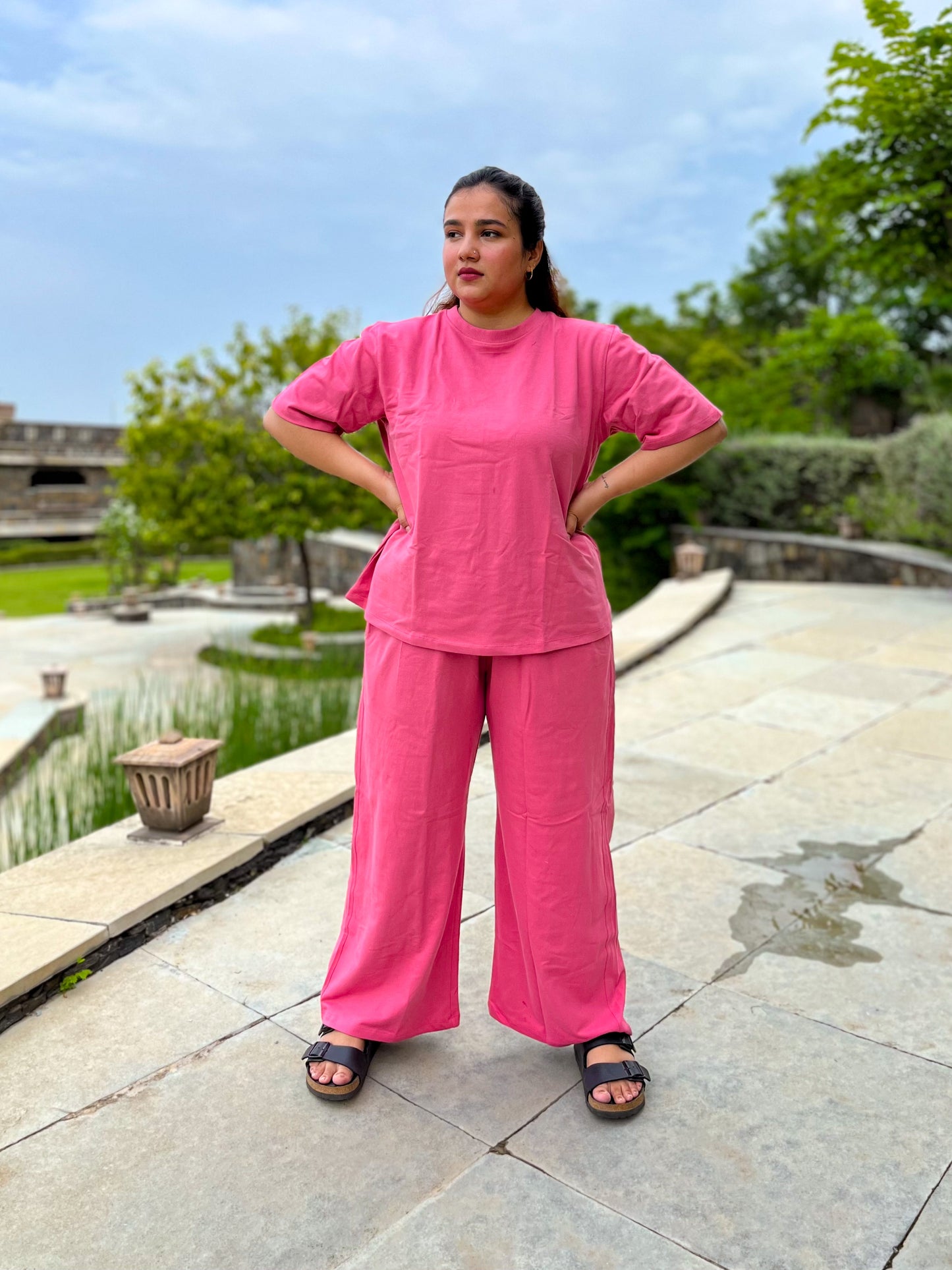 Women's Leisure Coord Set - Dark Pink