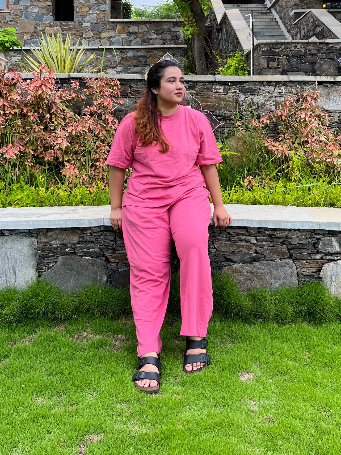 Women's Leisure Coord Set - Dark Pink