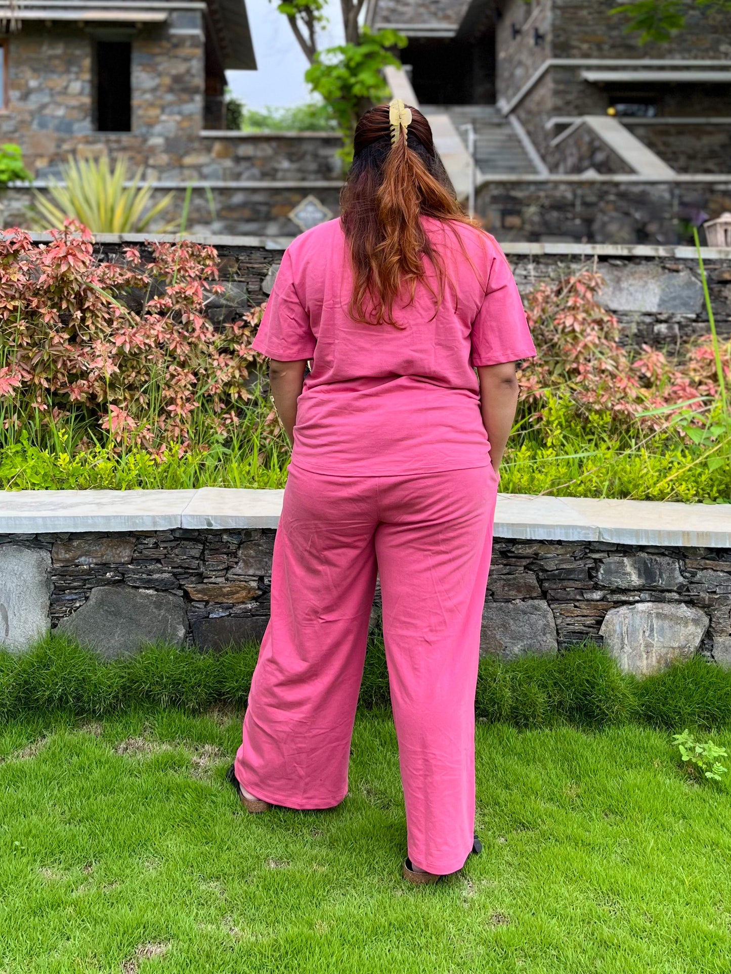 Women's Leisure Coord Set - Dark Pink