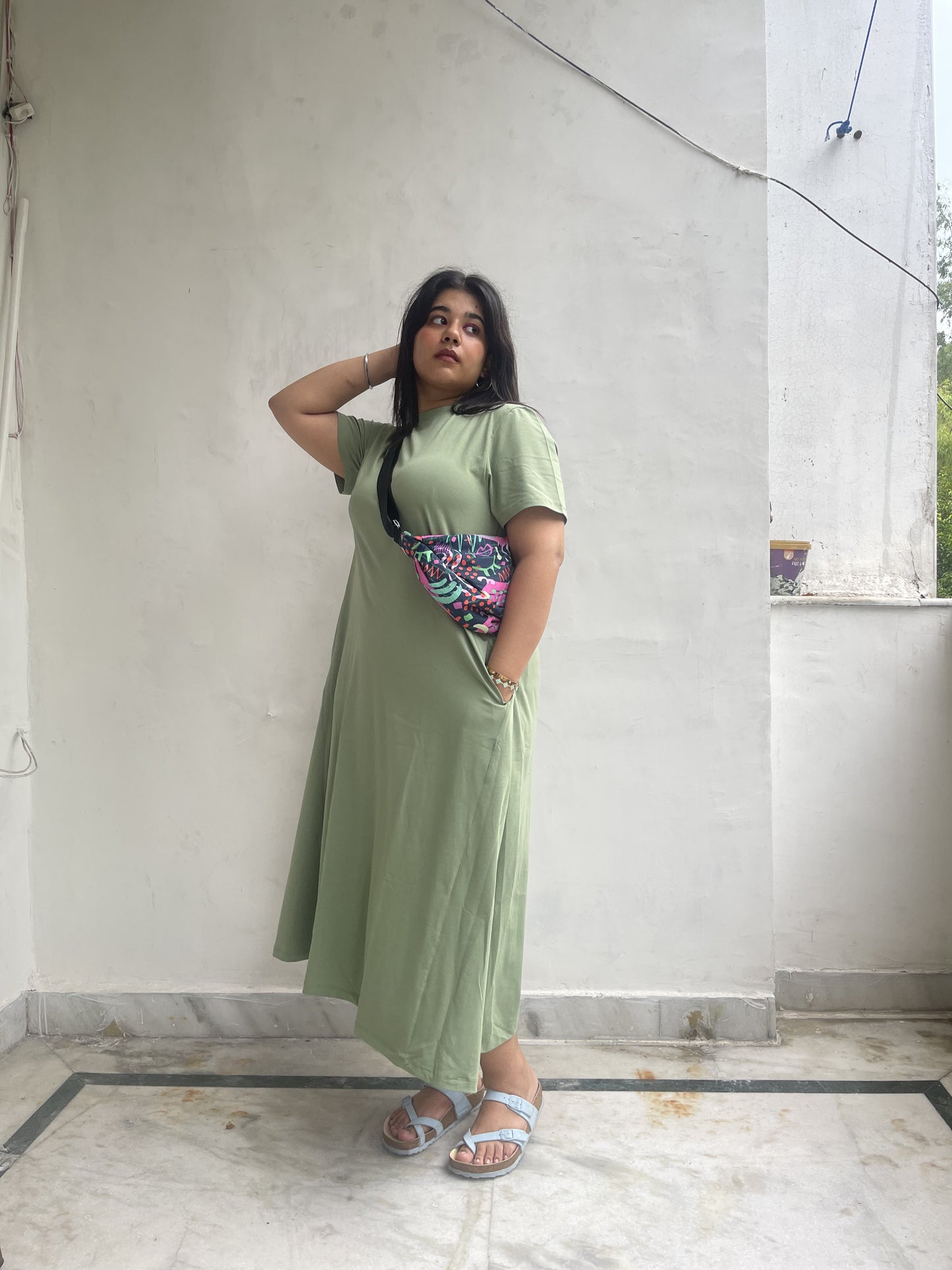 Women's Cotton Lycra Leisure Dress - Olive