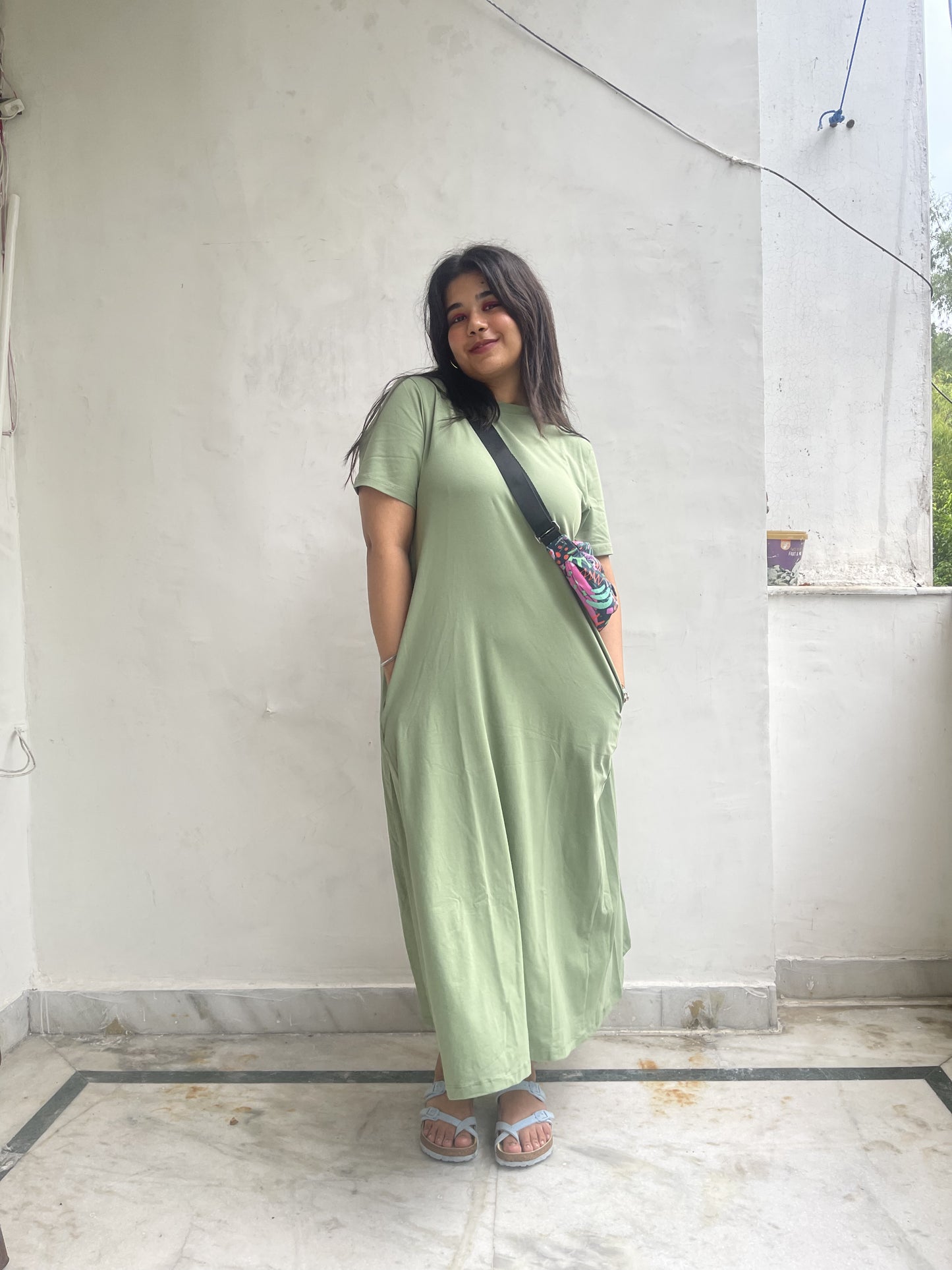 Women's Cotton Lycra Leisure Dress - Olive