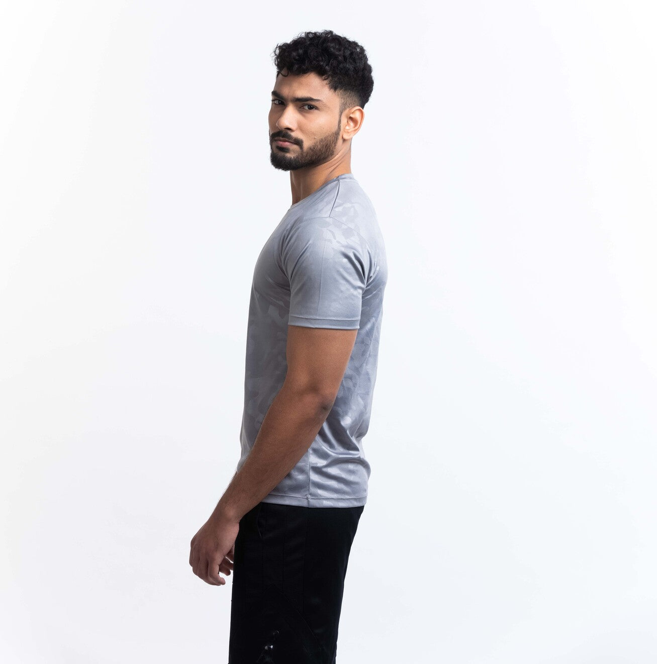 Men's Camou Polyester Tee - Black/Grey (Pack of Two)